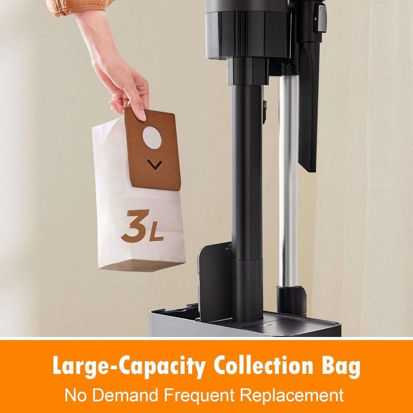 10 Pack Dust Bags or Eureka Stylus Elite NEC490BL NEC490SE NEC410BK Cordless Stick Vacuum Cleaner, 3L large Capacity Replacement Dust Bag
