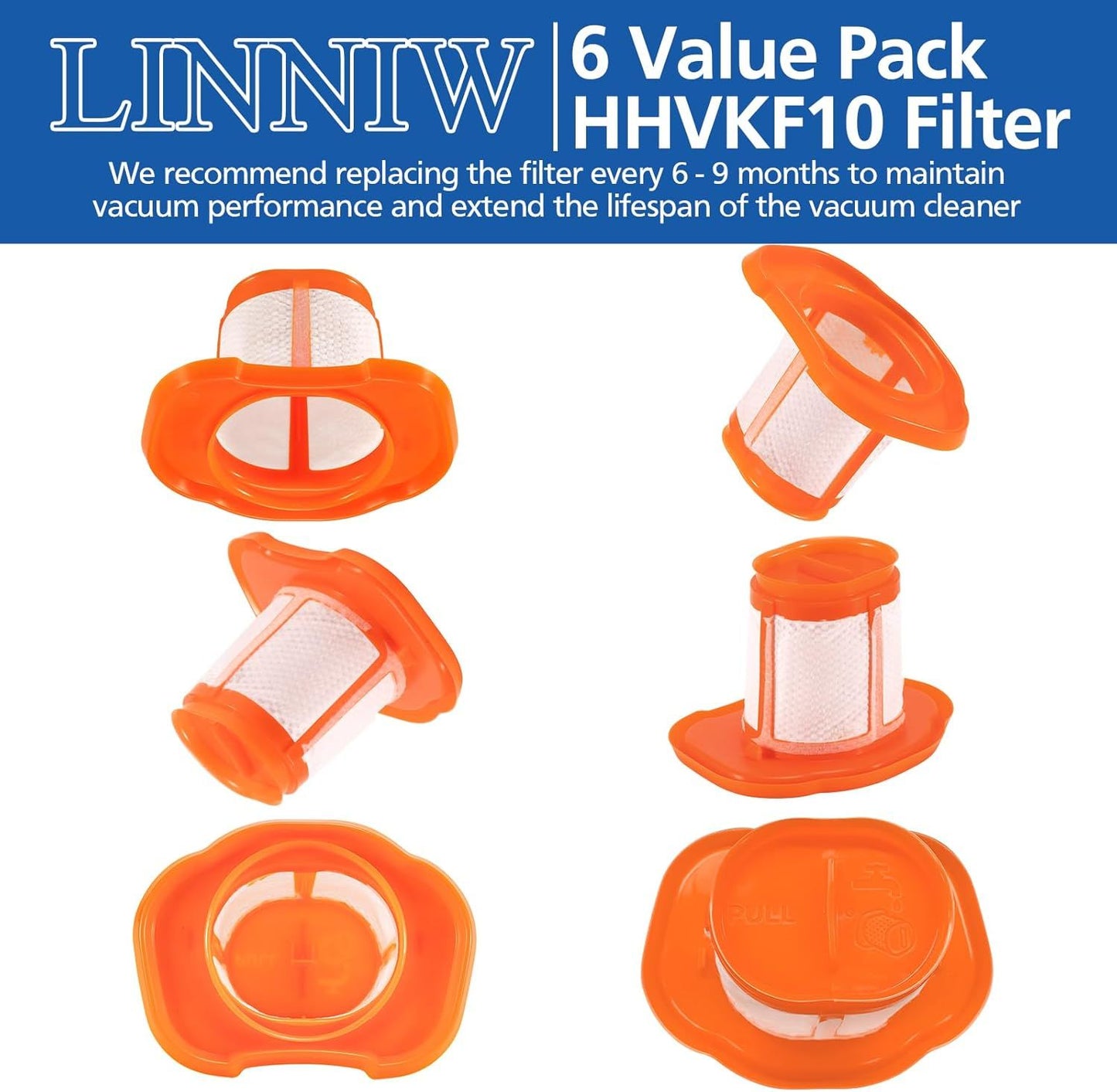 HHVK10 ilter Compatible with BLACK And DECKER Handheld Vacuum ilter Washable it or Models HHVK HHVK320J HHVK320J10 HHVK320JZ01 HHVK515J HHVK515JP HHVK515JP07 HHVK515J00 HHVK415B01, 6 Pack