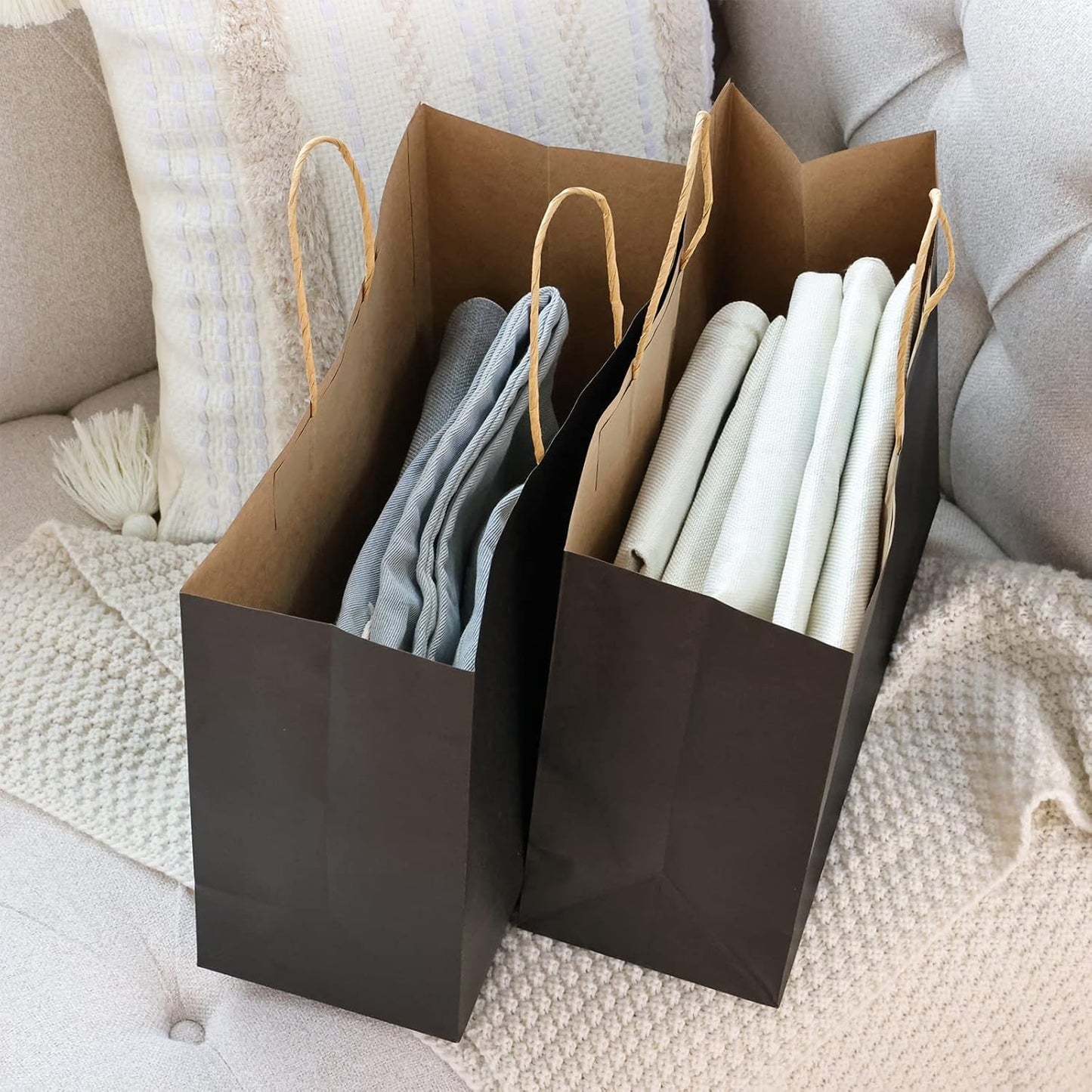 Moretoes 90pcs Black Gift Bags, 16x6x12 Inch Large Paper Bags with Handles Bulk for Boutiques, Grocery, Small Business, Mechandise, Party, Gifts & Merchandise