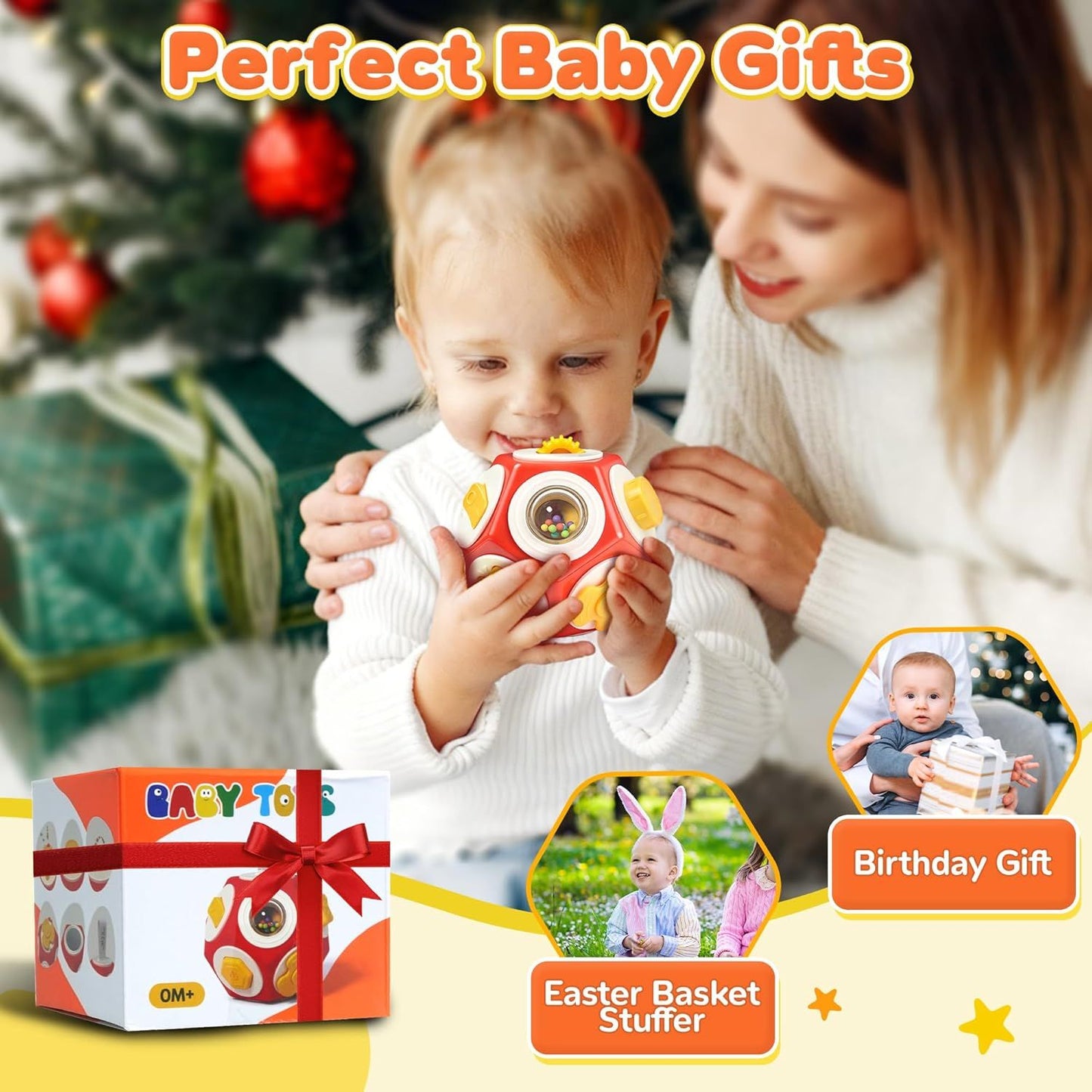 Busy Cube Busy Board for 1 Year Old, Montessori Sensory Toys Airplane Car Travel Activities for 12-18 Month Boy Girl Gifts Valentine Day's Gifts for Baby Toddler Easter Basket Stuffer Gift