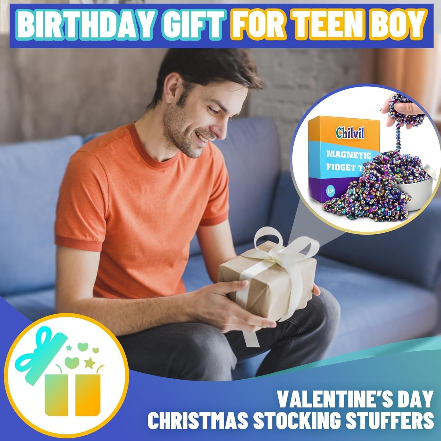 1000pcs Easter Basket Stuffers for Teens Boy, Fidget Toys Metal Balls Stones Beads Quiet Office Desk Stress Anxiety Relief Cool Gadget Sensory Autism Ferrite Putty Valentines Day Gifts for Him