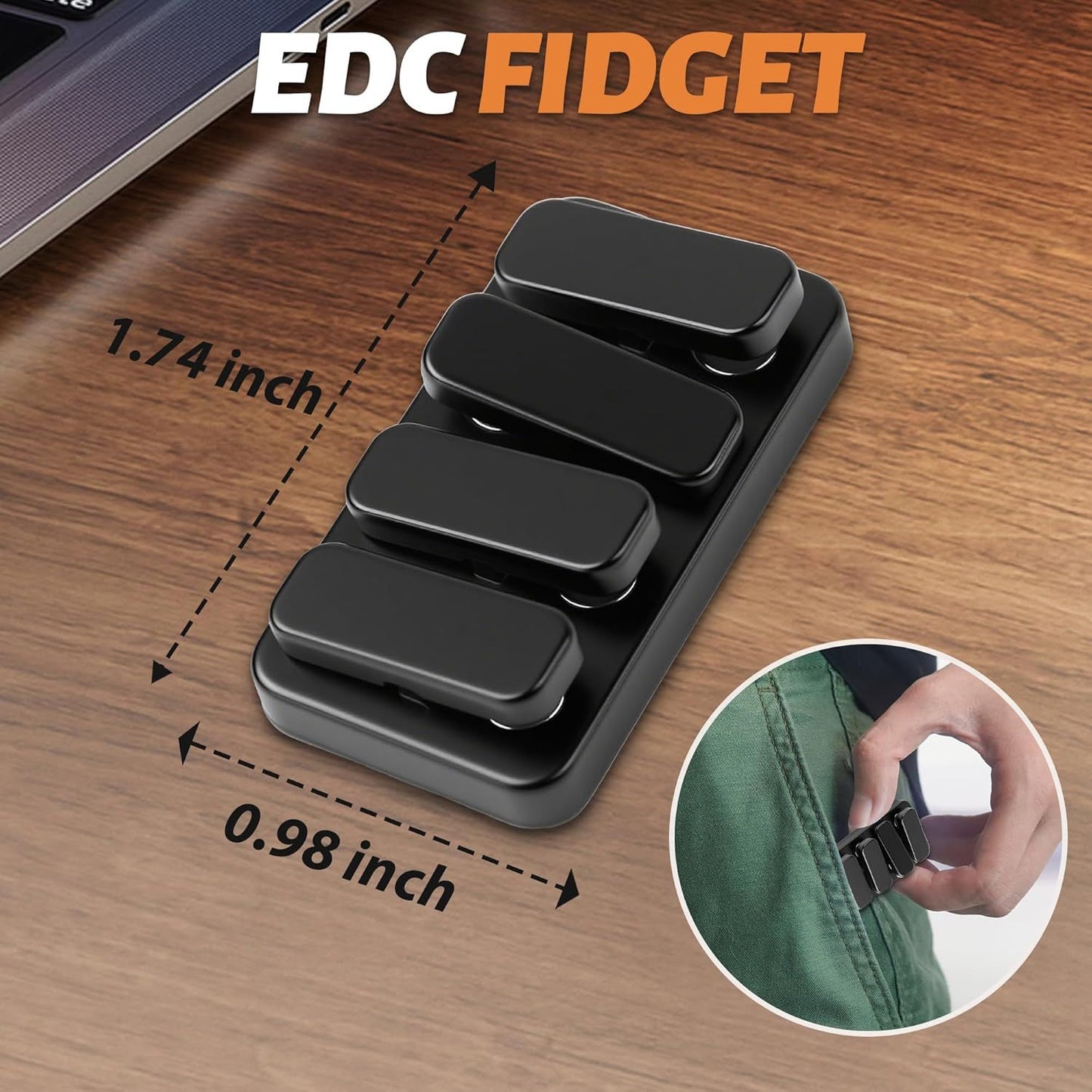 Metal Fidget Clicker Slider Magnetic Toys for Adults, Figette Keyboard Silent Desk Office Small EDC, Quiet ADHD Anxiety and Stress Relief Pain Stim Items, Cool Figits Gadgets Stuff Gift for Teens Mens