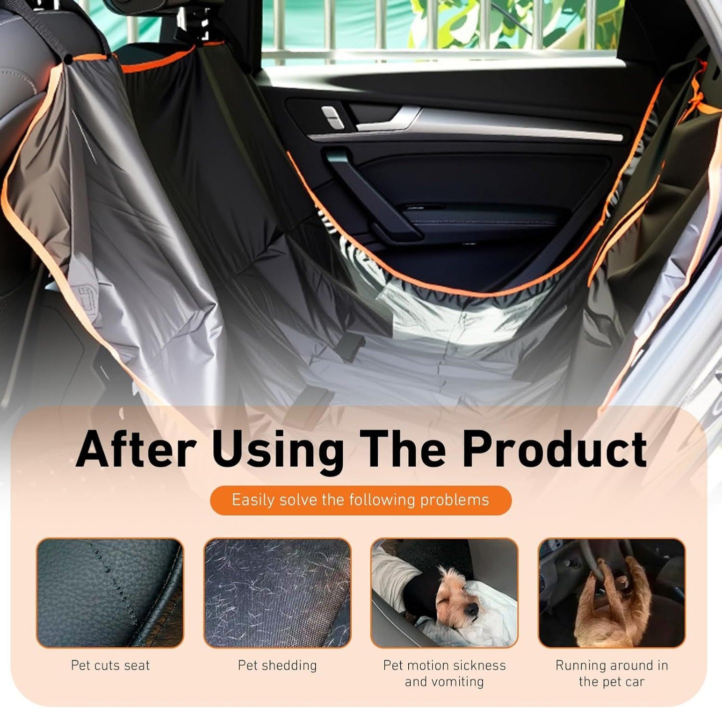 Dog Car Back Seat Cover, Waterproof Anti-Scratch Oxford Cloth Shield for Pet, Heavy Duty Reusable Seat Protector with Nonslip Base, Foldable Cover for Cars Trucks SUVs (Black)