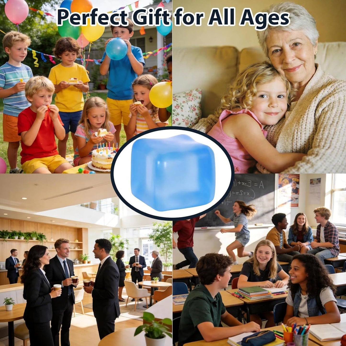 Large Ice Cube Squishy Toy 7cm (2.76Inch), Big Slow Rising Squishies for Sensory Play, Perfect Stress Relief Fidget Toys for Adults Anxiety, Squishy Cube Sensory Toys (Blue)