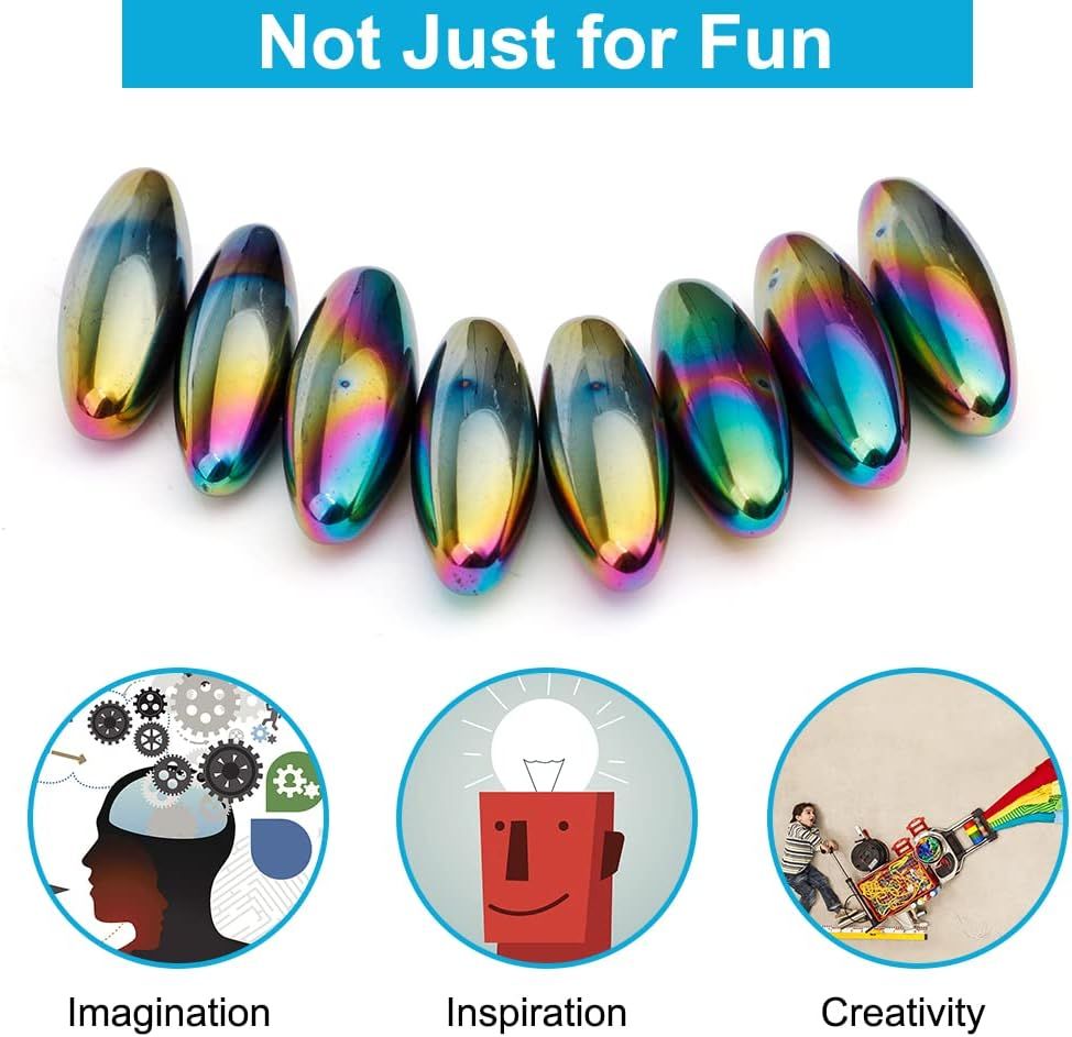 Rattle Magnets Snake Eggs for Adults, Magnetic Stones Oval Science Kit Toy, Fidget Toys Bulk for Stress Ball & Decoration for Home Office Refrigerator Ferrite Putty Holiday Stocking Sutffer 18 Pack