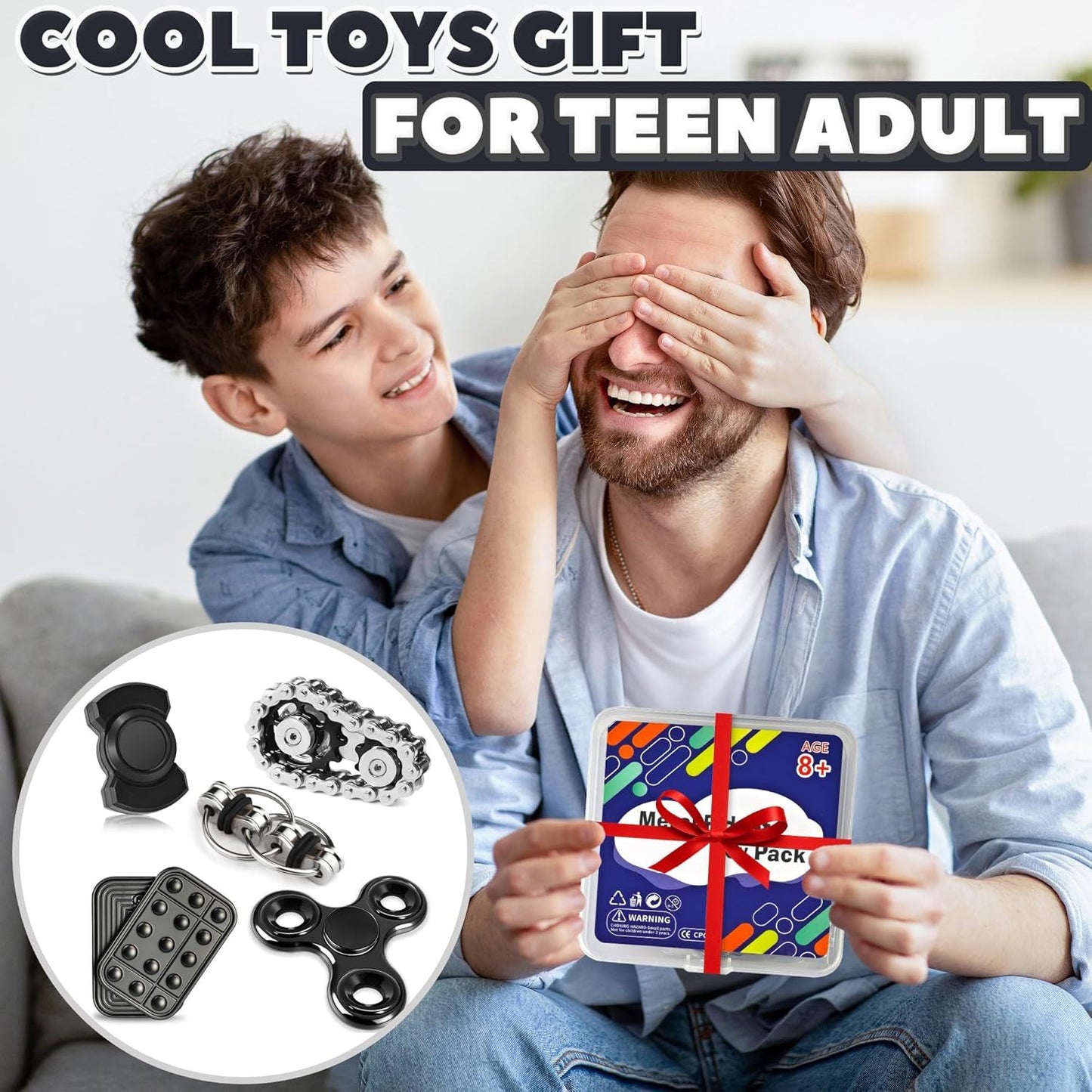 5 Pcs Fidget Toys Adults & Teen Metal Fidgets Spinner for Teens Boys Magnetic Slider Cool Gadgets Office Desk Toy Stress Relief Sensory Items Figette for Classroom Autism ADHD Anxiety Gifts
