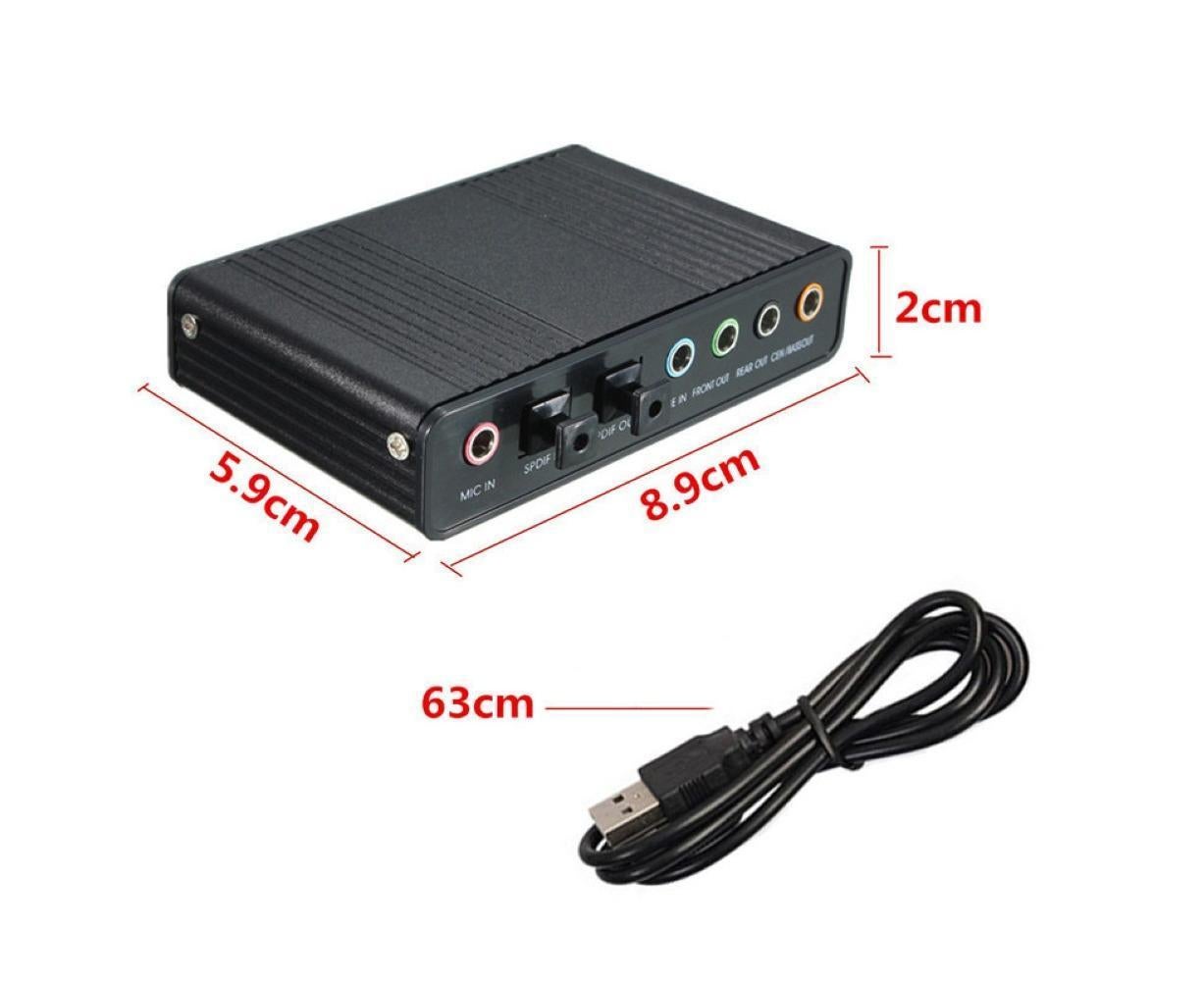 6 Channel USB 2.0 External 5.1 Optical S/PDIF Audio Sound Card Adapter for Win7 Blue