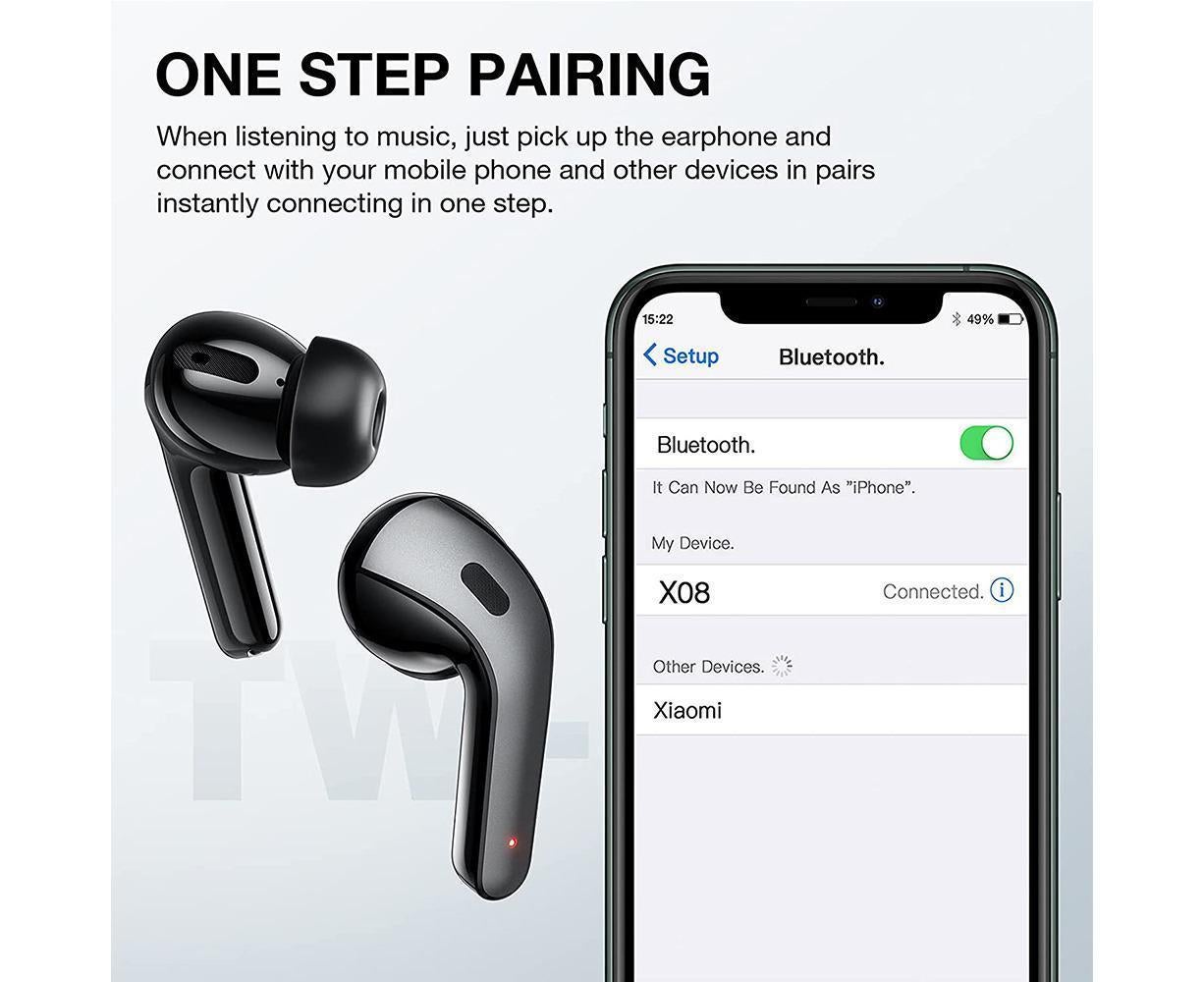 True Wireless Earbuds - LED Power Display - Bluetooth Earphones with Charging Case and Mic