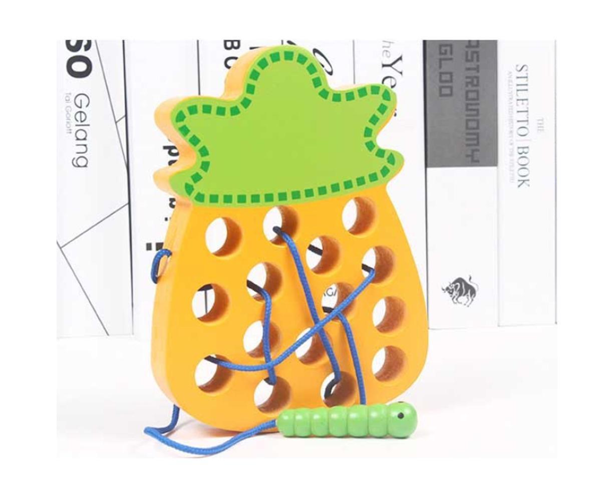 Wooden Lacing Watermelon Threading Toys Wood Block Puzzle Travel Game Early Learning Gift
