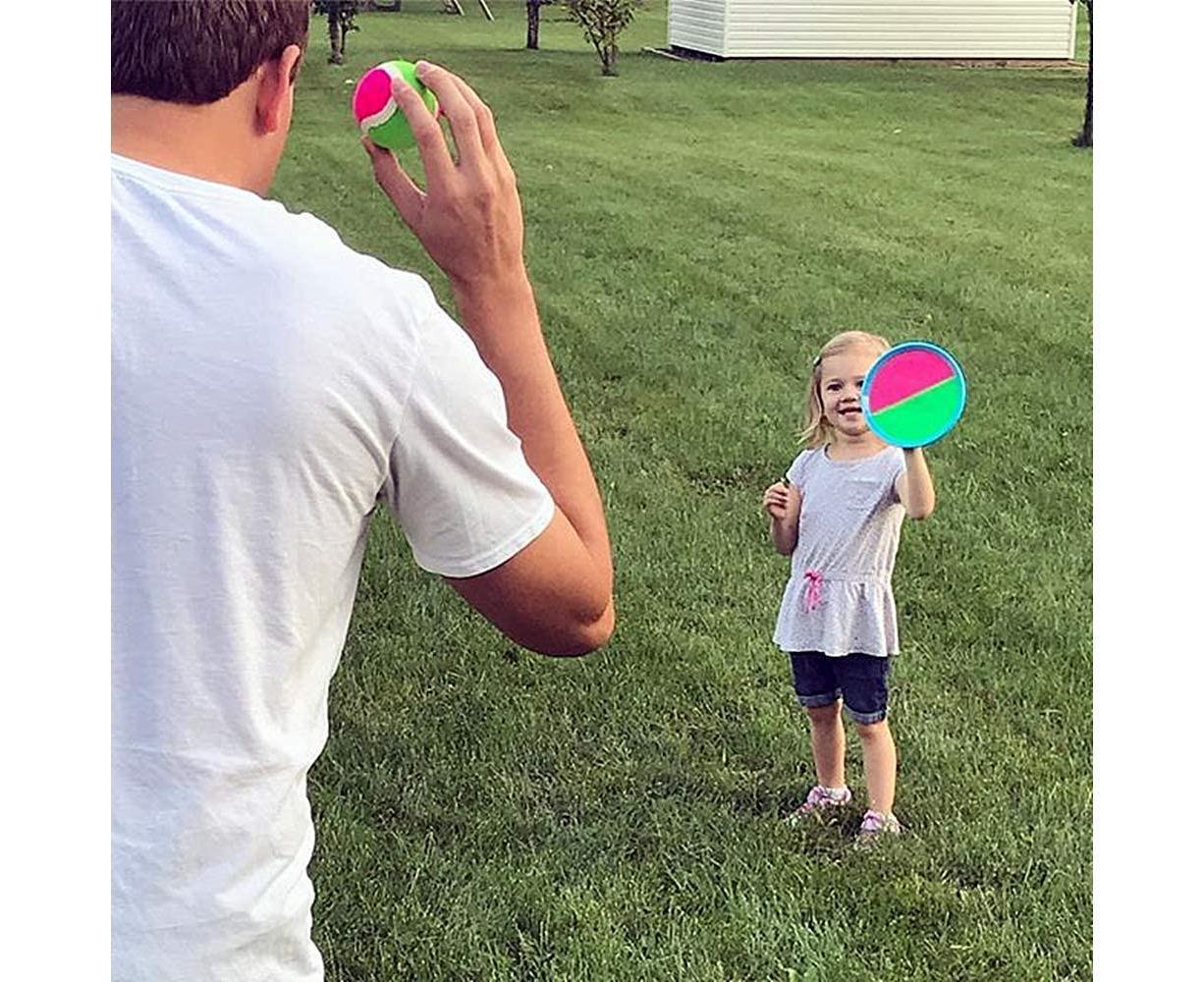 Toys Toss and Catch Game Set, Ball Sports Games with Paddles Balls and Storage Bag, Cotton ball toys