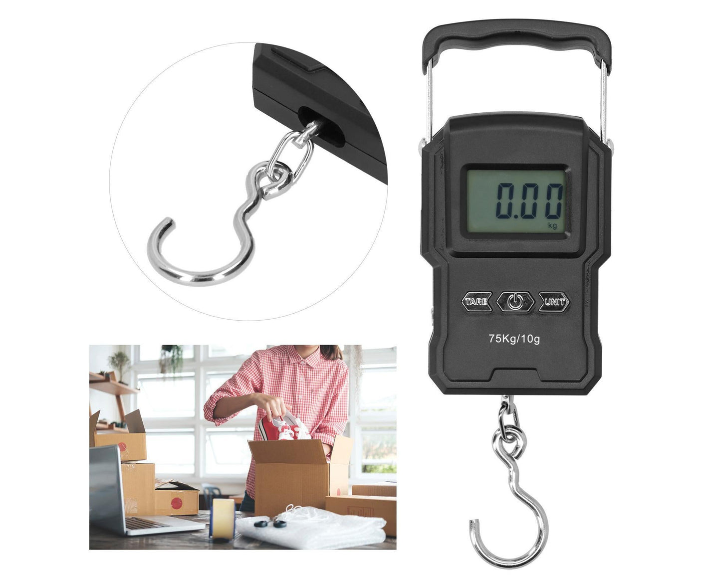 WH-A22L Electronic Scale with Measuring Tape 75kg Mini Portable Digital Weight Scale