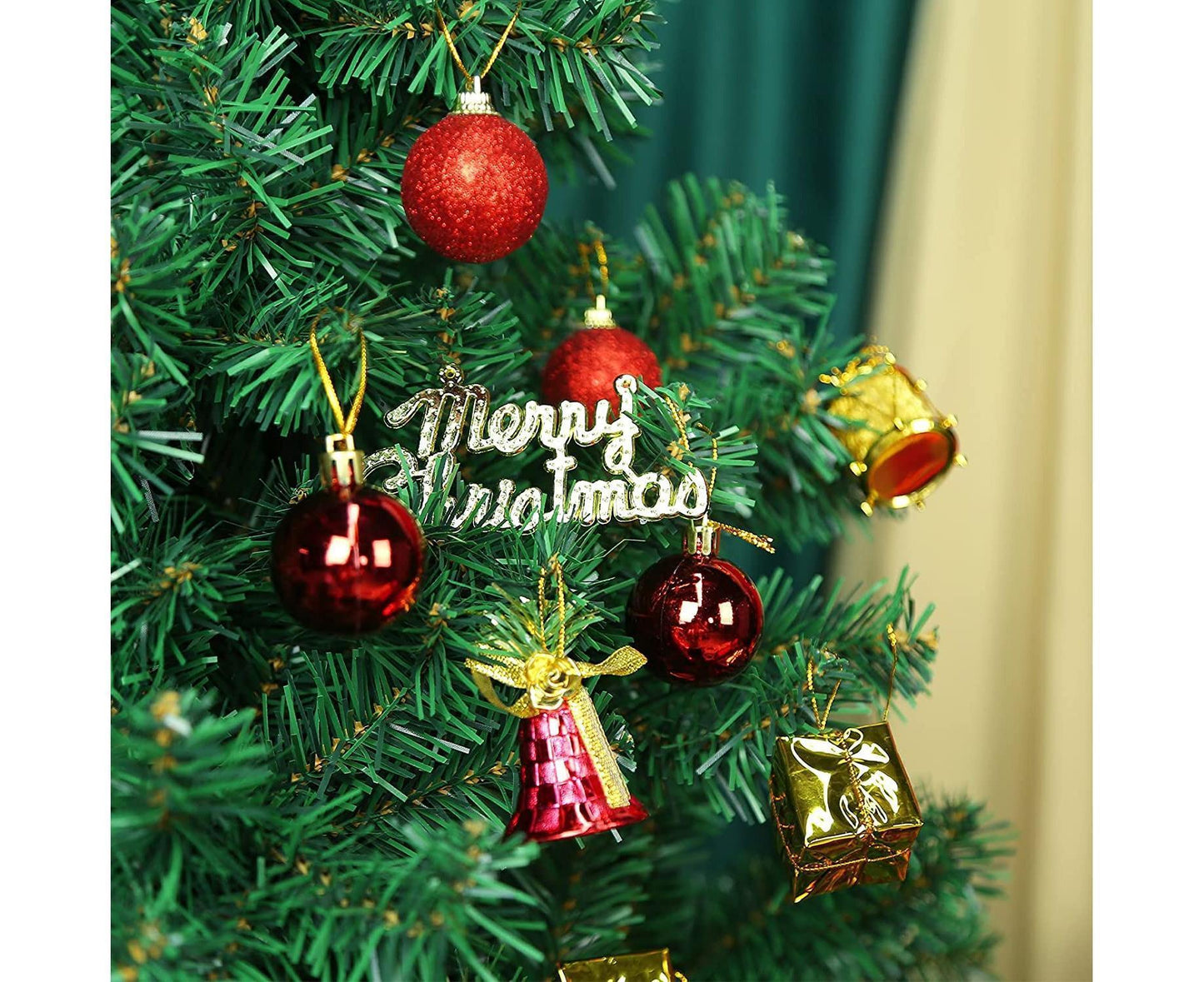 Christmas Tree Ornaments Set, 32PCS Mini Christmas Red and Gold Ball Ornaments Decoration for Christmas Trees