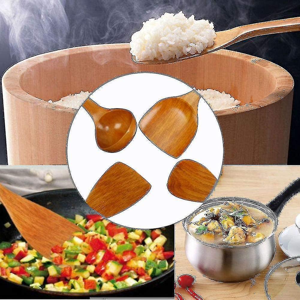 4 Pieces Kitchen Utensil Sets Wooden Cooking Utensil Set
