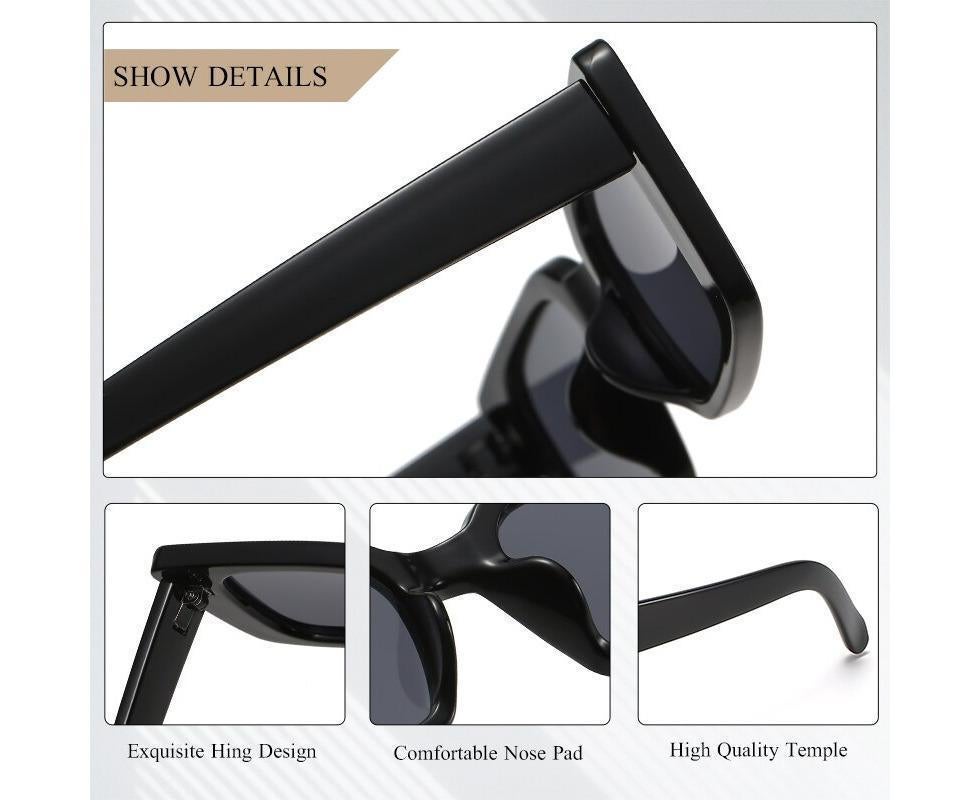 Small Rectangle Sunglasses For Women Retro Gradient Sun Glasses Female Vintage Anti Glare Shades Ladies UV400 - Hawksbill Black