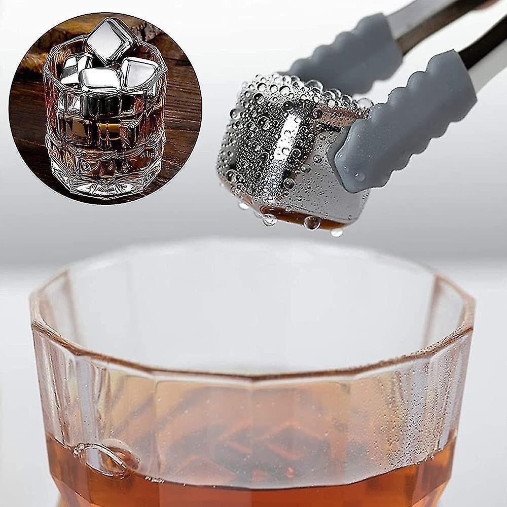Stainless Steel Reusable Ice Cubes,stainless Steel Whisky Stones,whiskey Metal Ice Cubes,metal Ice Cooling Rocks,with Storage Box And Ice Clip