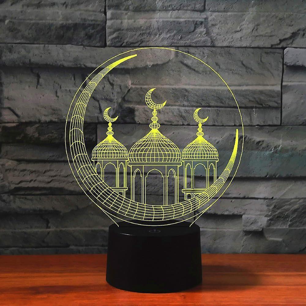 3D Muslim Castle Night Light Table Desk Optical Illusion Lamps 16 Color Changing Lights LED Table Lamp Xmas Home Love Birthday Gift