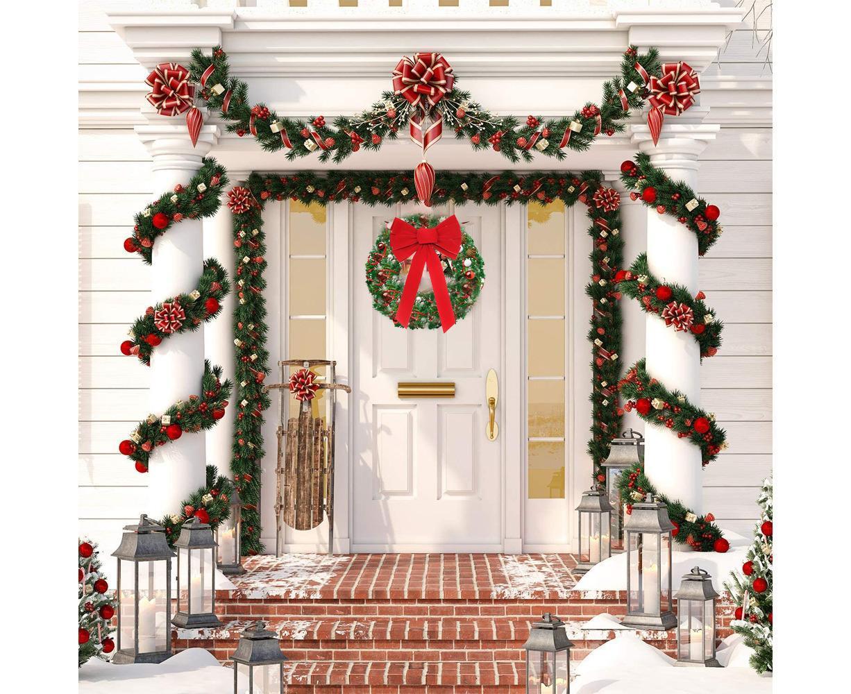 Christmas Decorations, Red Flannelette Christmas Bow