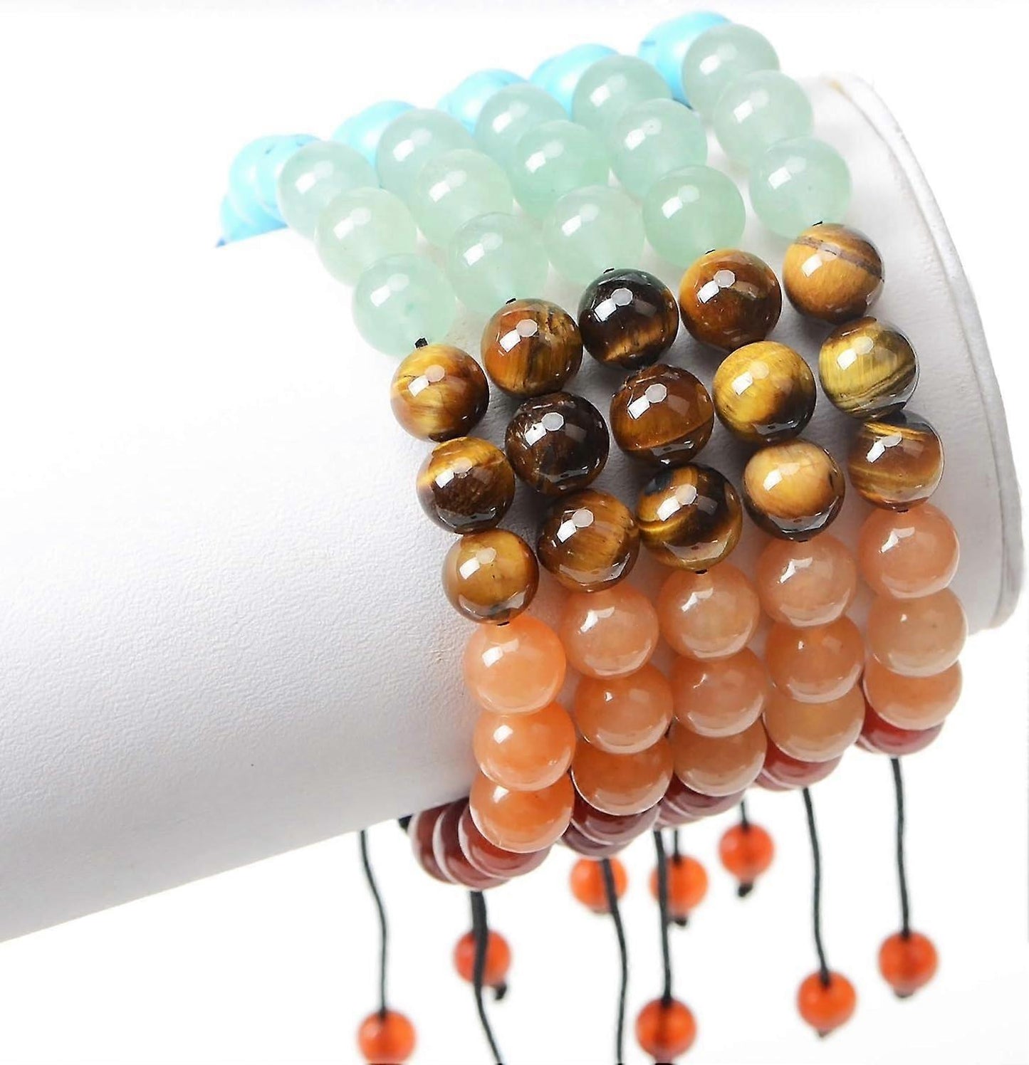 Natural Healing Crystal Gemstone Beads Unisex Adjustable Macrame Bracelets 8mm