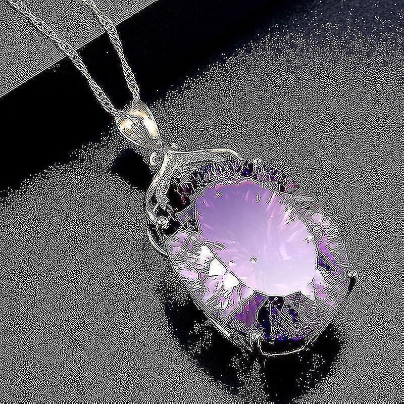 Amethyst Pendant European And American Creative Shape Amethyst Pendant Micro-set 14k Gold Crystal Necklace