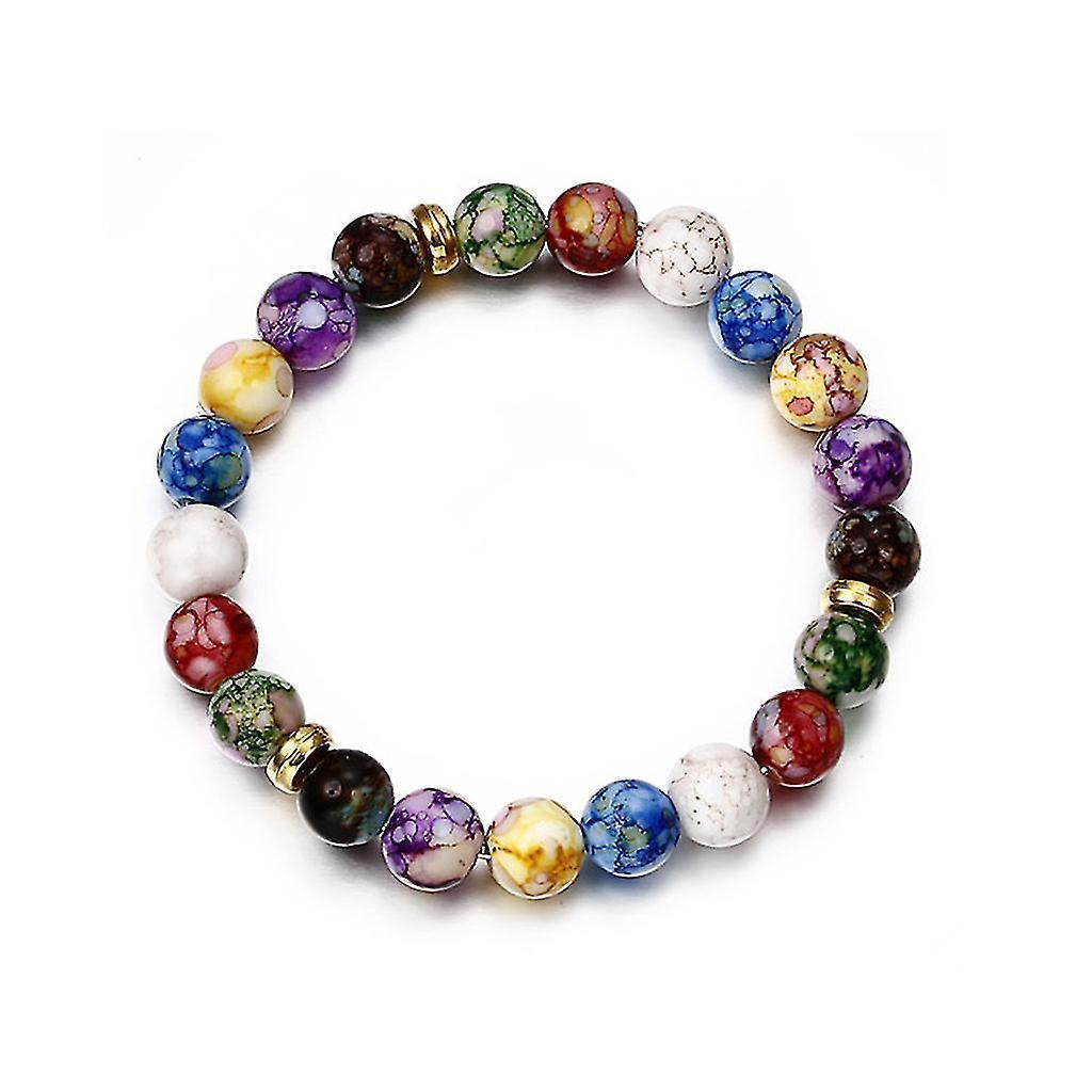 Colorful Beads Rainbow Healing Crystal Chakra Yoga Hologram Bracelets For Women