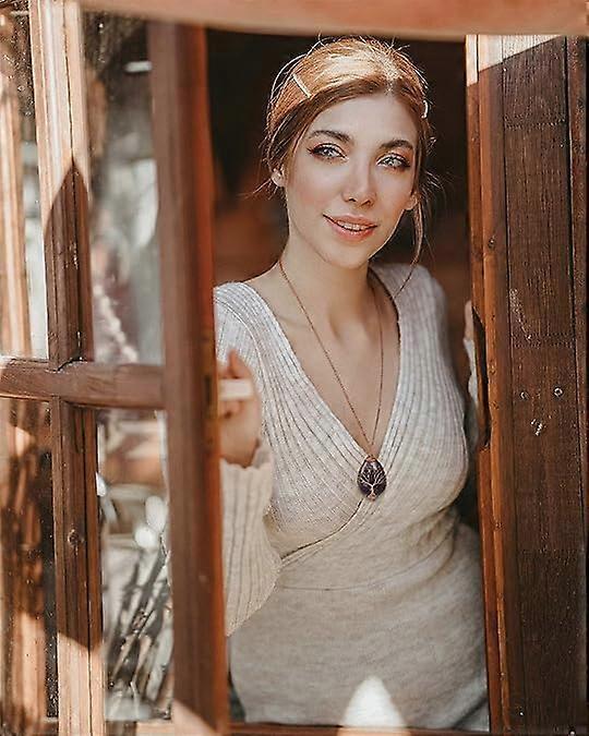 7 Chakra Gemstone Healing Crystals Necklace Copper Wire Wrapped Natural Gemstone Necklace Unisex Hippie Leather Necklace Choker