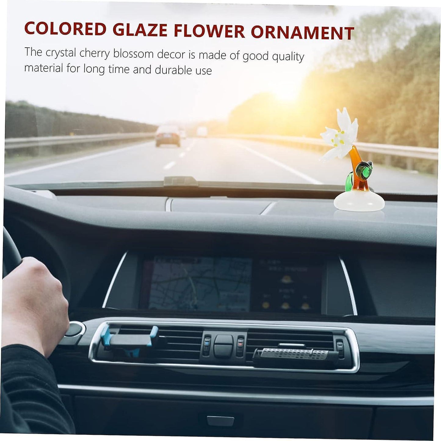 Glass Sakura Car Ornament Wedding Decoration Rose Decorations Car Interior Crystal Rose Figurines Glass Flower Figurine Crystal Art Decoration Crystal
