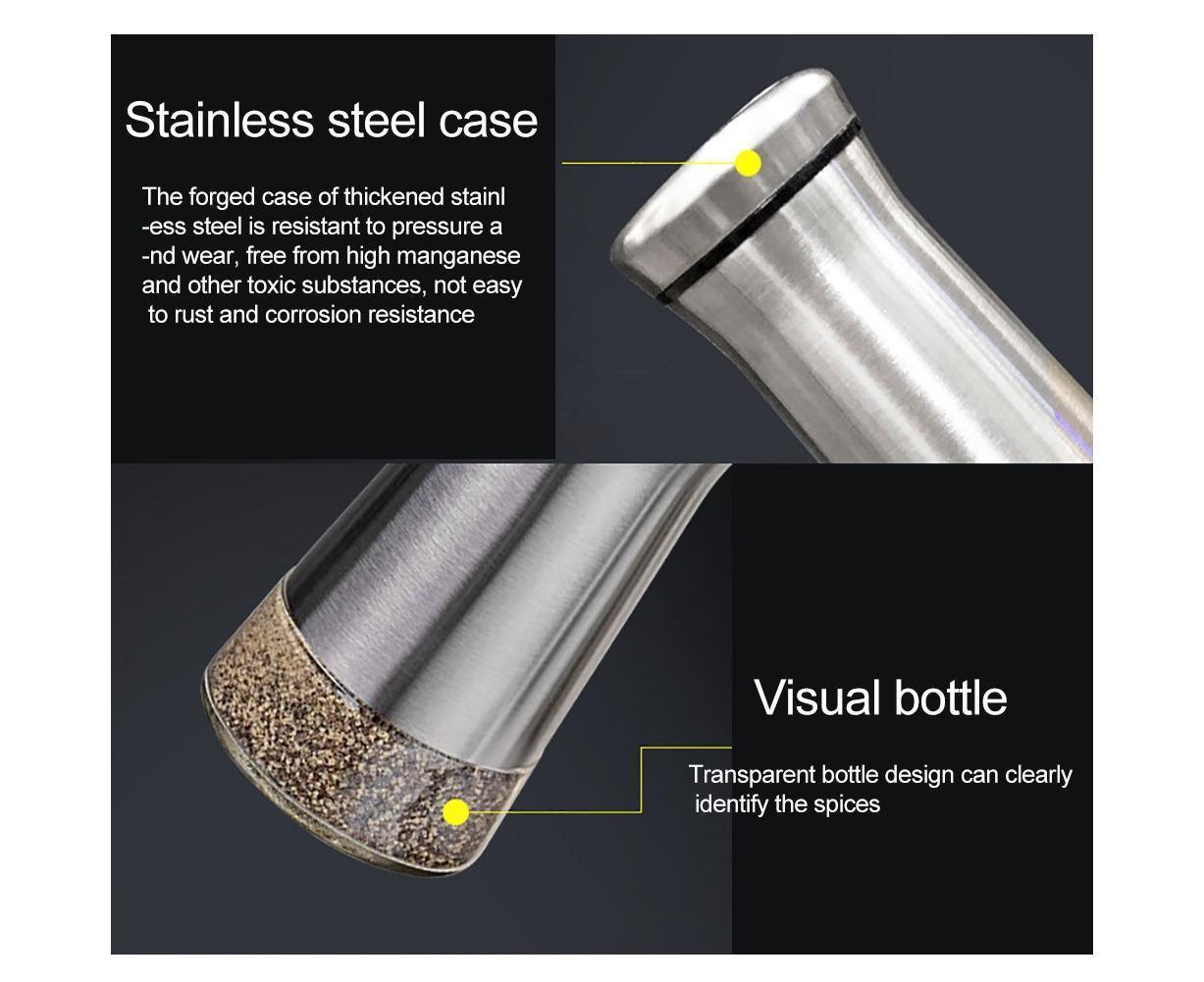 Salt Spice Shaker Dispenser Adjustable Pour Holes Stainless Steel Pepper Box Can-Silver