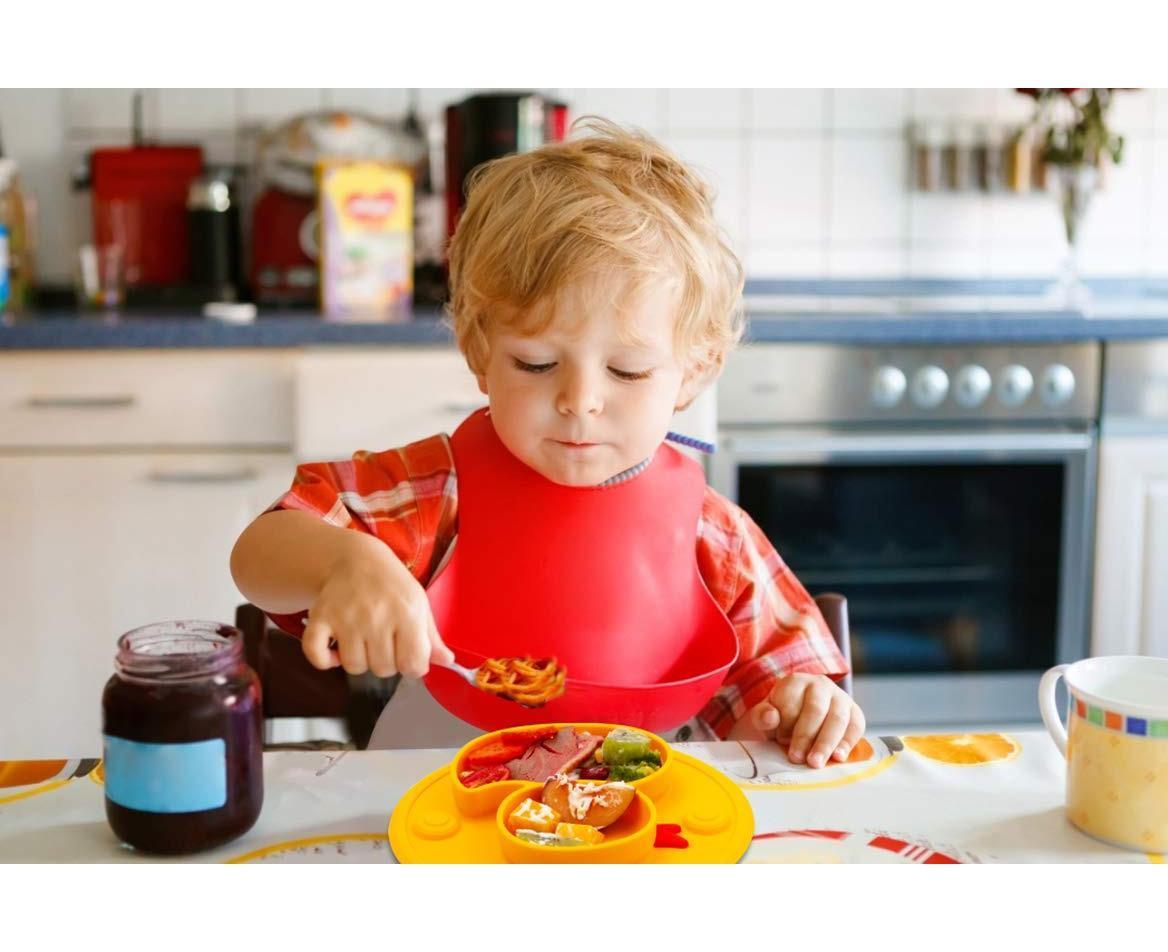 Babies Plate Silicone Babies Plates Suction Placemat Divided Dishes for Babies and Babiess One-Piece Strong Suction, BPA Free, Microwave Dishwasher secure