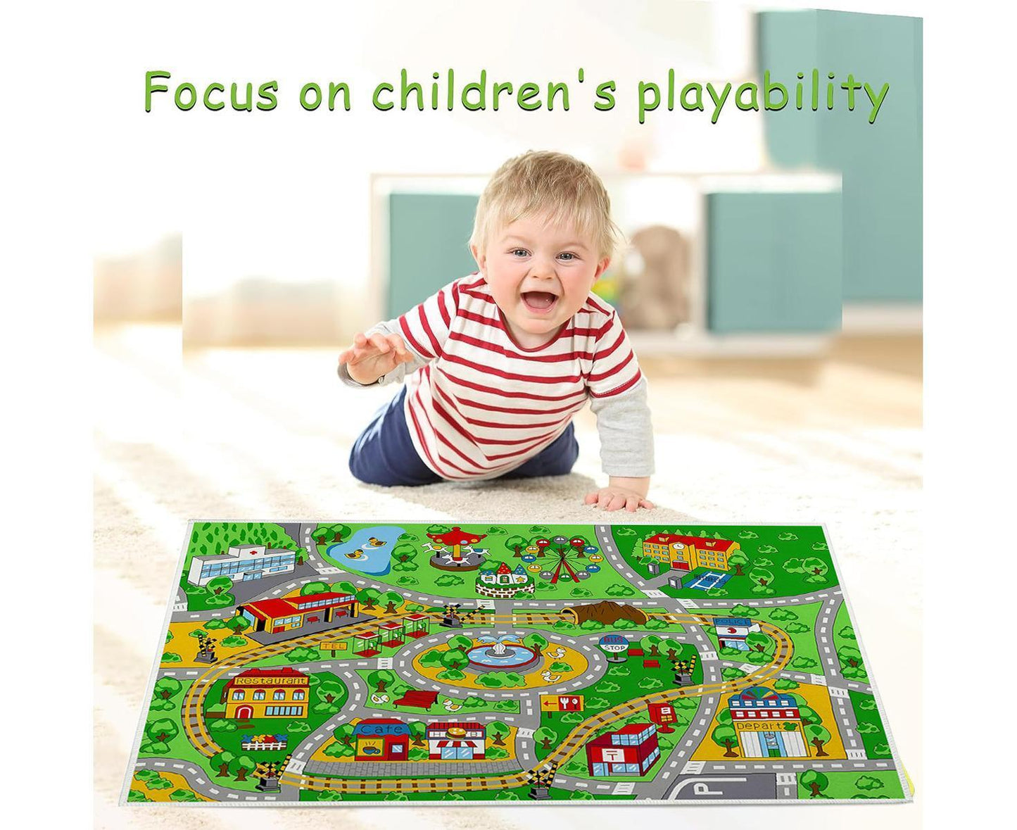 Babies Carpet Play Mat Suitable For Playing With Cars And Toys - Play, Learn And Have Fun securely