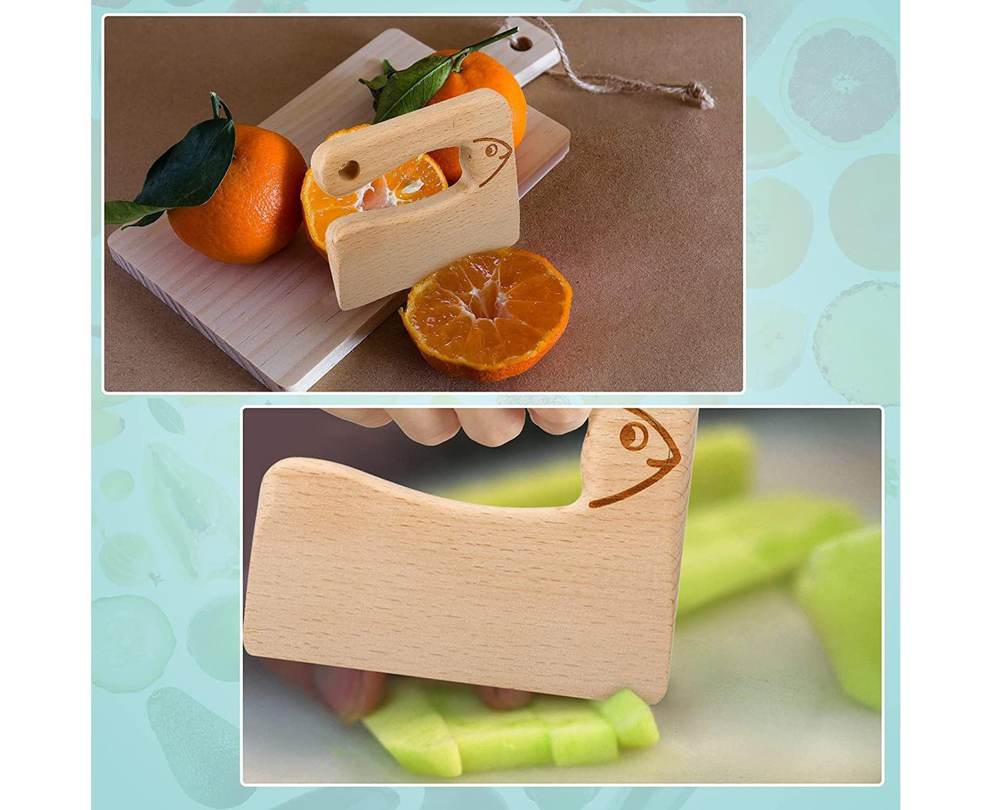 2 Pieces Wooden Babies Knife For Cooking, Babies secure Knives Wooden Babies Knife For Cooking And Cutting Veggies Fruits