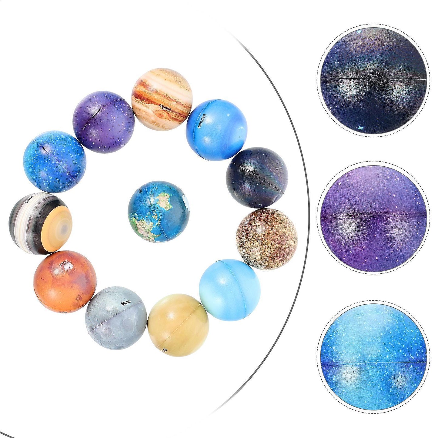 12 Pcs Squiz Toys Space Toys Planet Pattern Toy Solar System Balls Decompression Toy