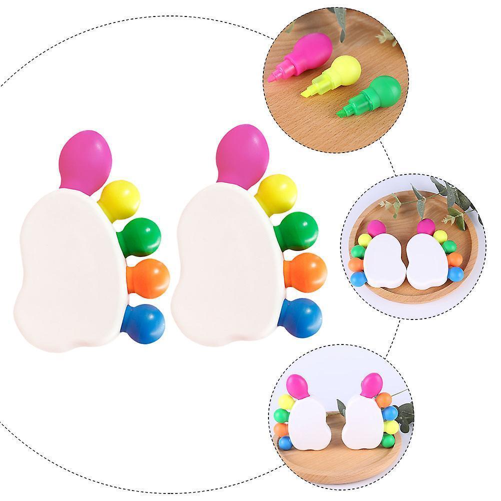 2 Sets Creative Foot Toe Shape Marker Pens Colorful Highlighter Pens for Student