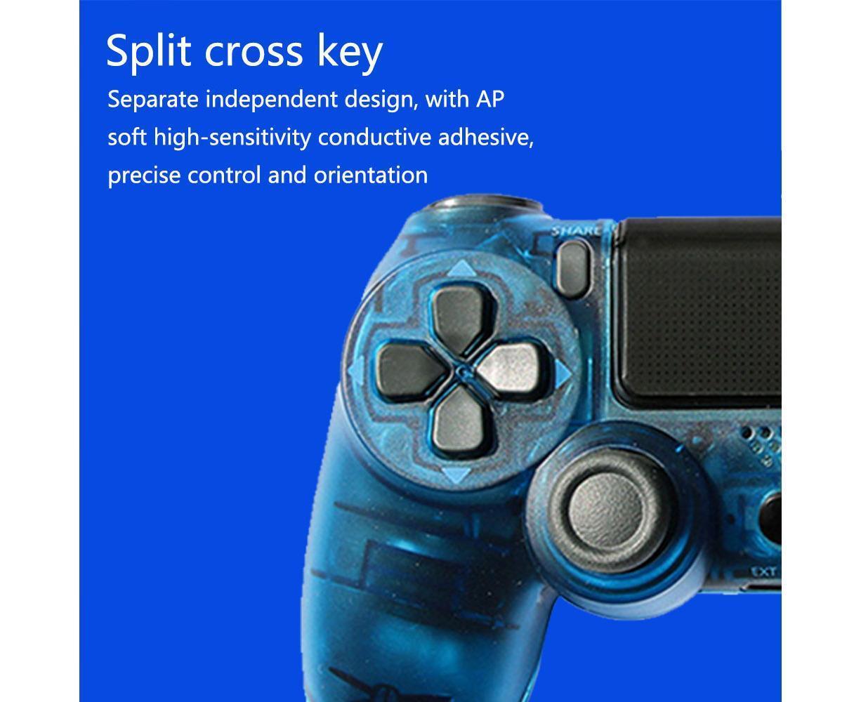 Wireless Game Controller Ps4 Controller Bluetooth Dual Head Head Handle Joystick Game Pad For The Game Console 4 - Transparent blue