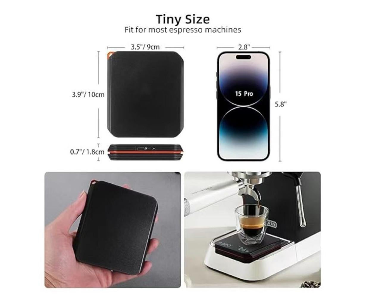 Coffee Scale with Timer 2000g/0.1g Rechargeable Espresso Scale Portable Digital Kitchen Scale with 3 Timing Mode g/oz/ml Unit Switching