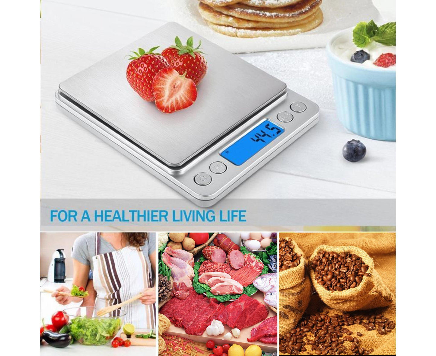 3kg/0.1g Accurate Electrical Kitchen Scale,Coffee Scale Food Weight Postal Scales Multifunction Scale Measures in Grams and oz for Cooking