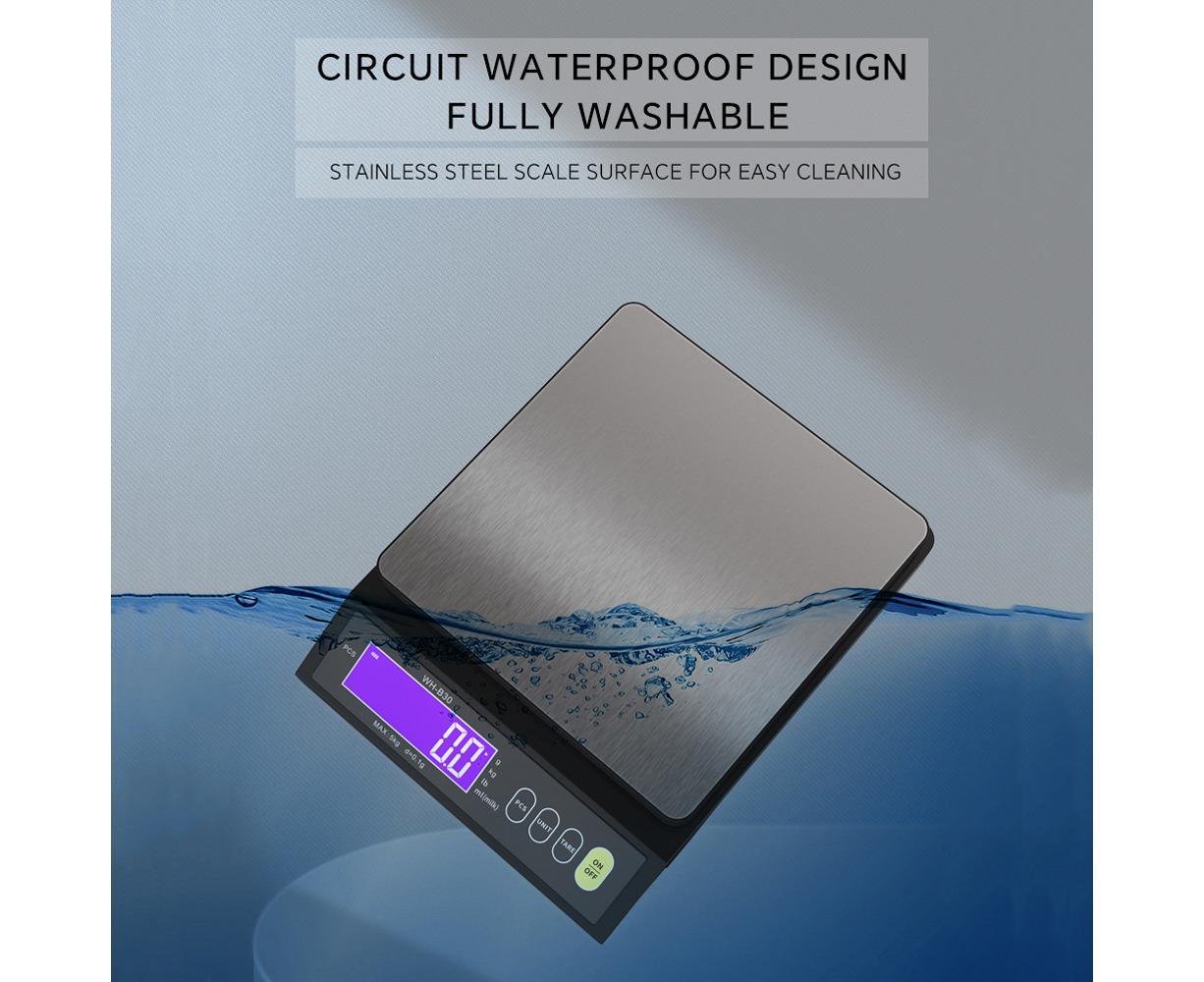 Rechargeable Baking Electric Scale IP67 Waterproof High Accurate Kitchen Scale with Counting Tare Zeroing Auto Power Off Unit Conversion