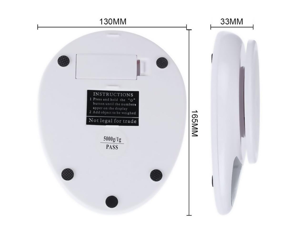 5KG/1g Digital Kitchen Food Scale for Cooking Barking Grams Ounces Pound Kilogram Units Switchable 120s Shutdown Automatically