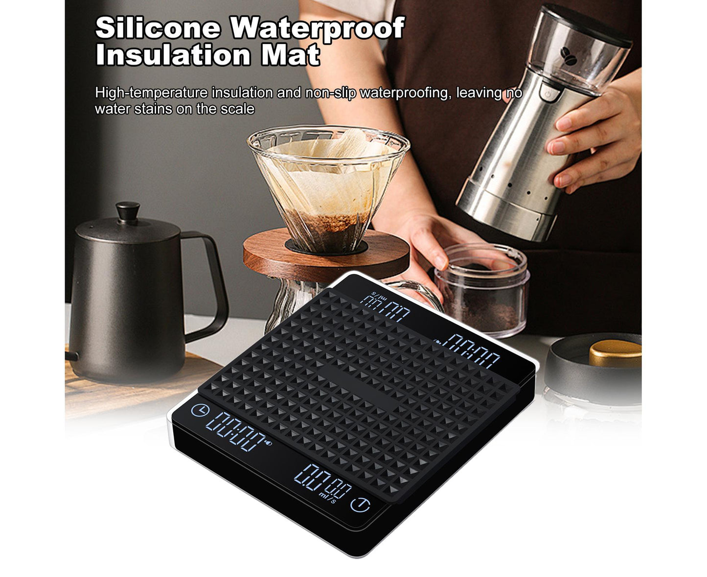 Coffee Scale with Wireless Display 3kg/0.1g High Precision Espresso Scale Rechargeable Digital Kitchen Scale Tare and Zero Unit Switching