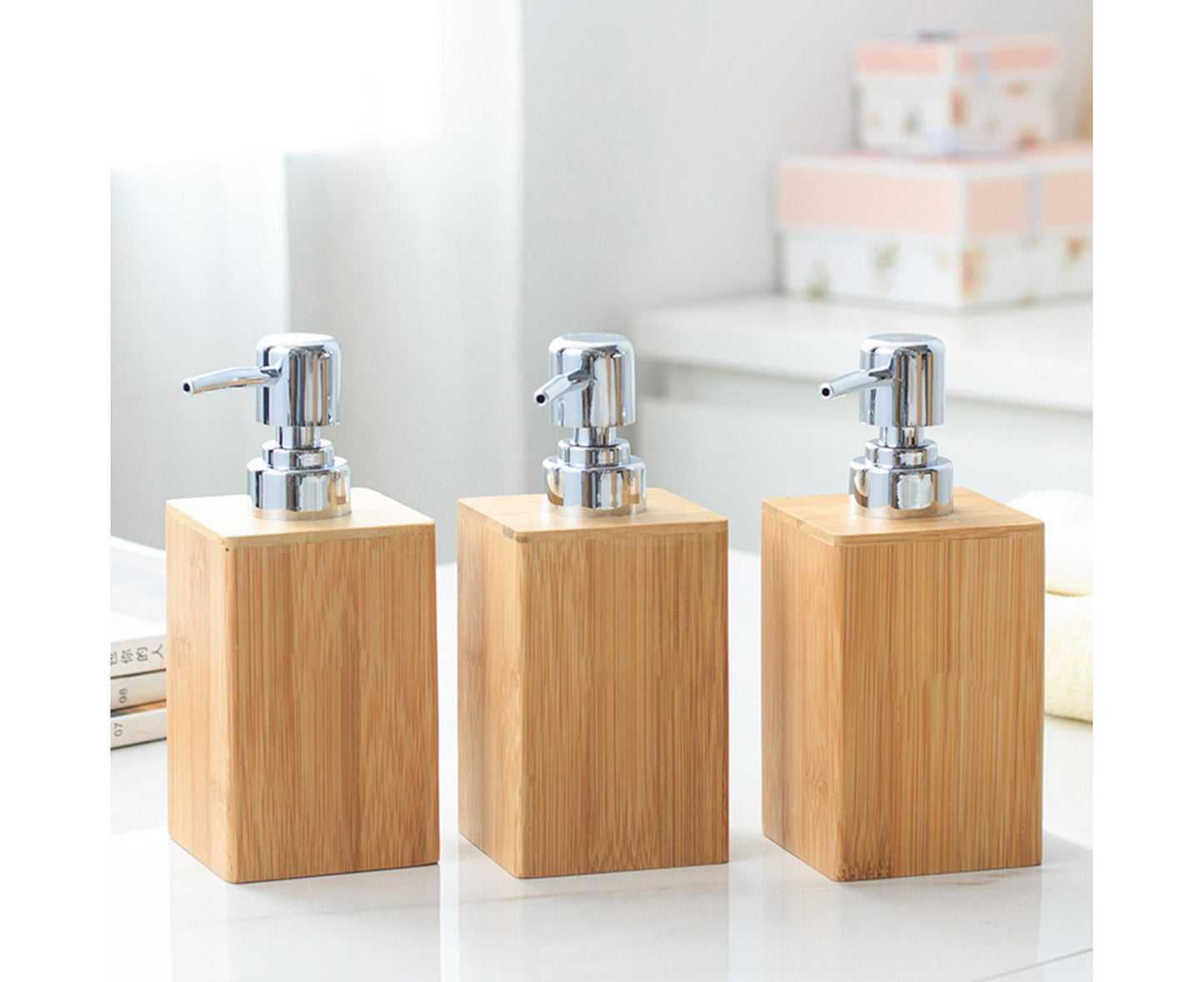 280ml Refillable Shampoo Liquid Soap Dispenser Empty Sub-bottling Storage Container Wooden Color Pump Design Shower Gel Bottle for Bathroom
