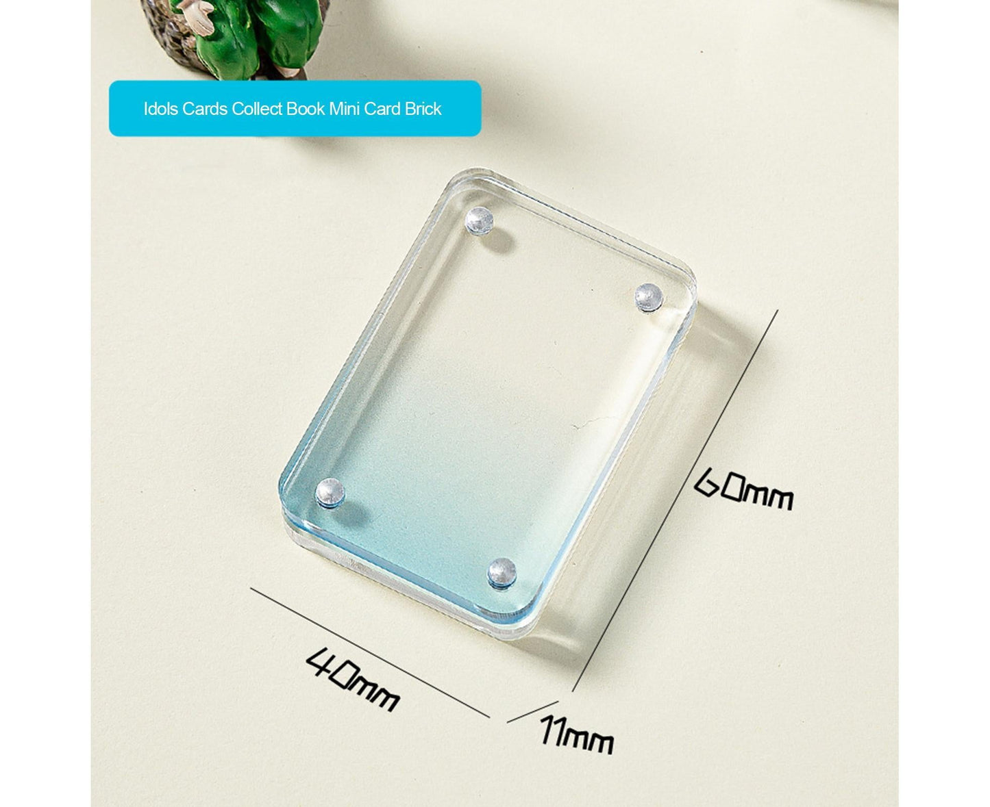 Card Brick grip Suction Transparent Visible DIY Store Photos Gradient Color Flowing Sand Mahjong Size Card Case Album Home Supply - Blue