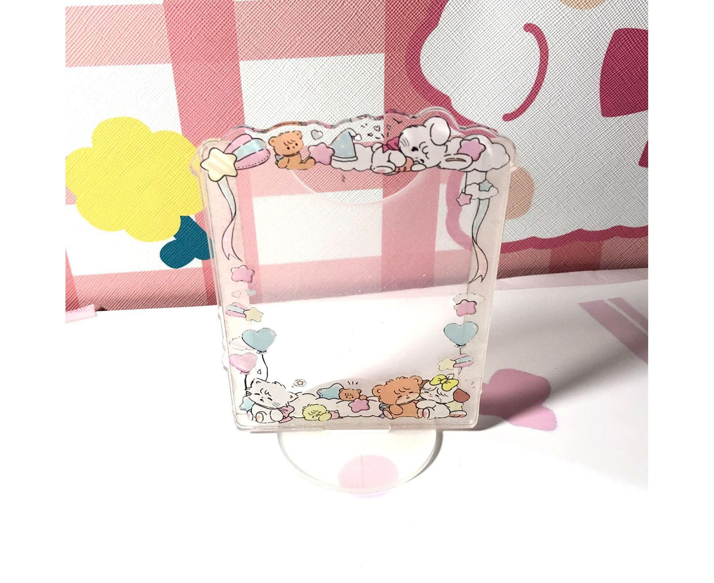 Sign Stand Ornament Irregular Wave Edge Acrylic Flower Pattern Surrounding 3 Inch Album Photocard Stand Household Use