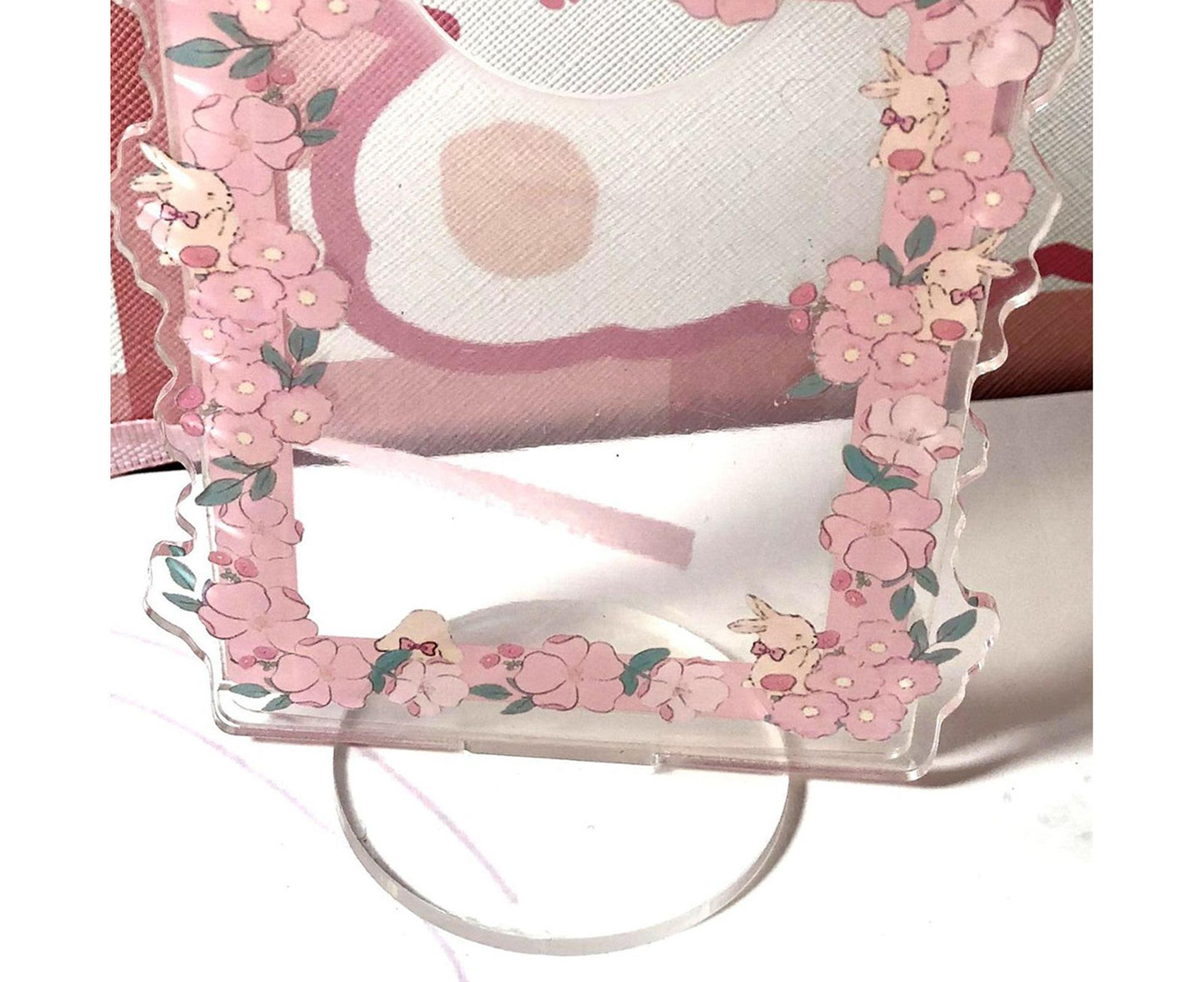 Sign Stand Ornament Irregular Wave Edge Acrylic Flower Pattern Surrounding 3 Inch Album Photocard Stand Household Use