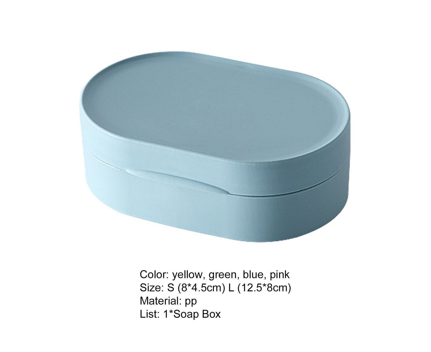 Soap Box Small Exquisite Simple Sealed Soap Case Solid Color Storage Box Bathroom Gadget for Home-Blue L
