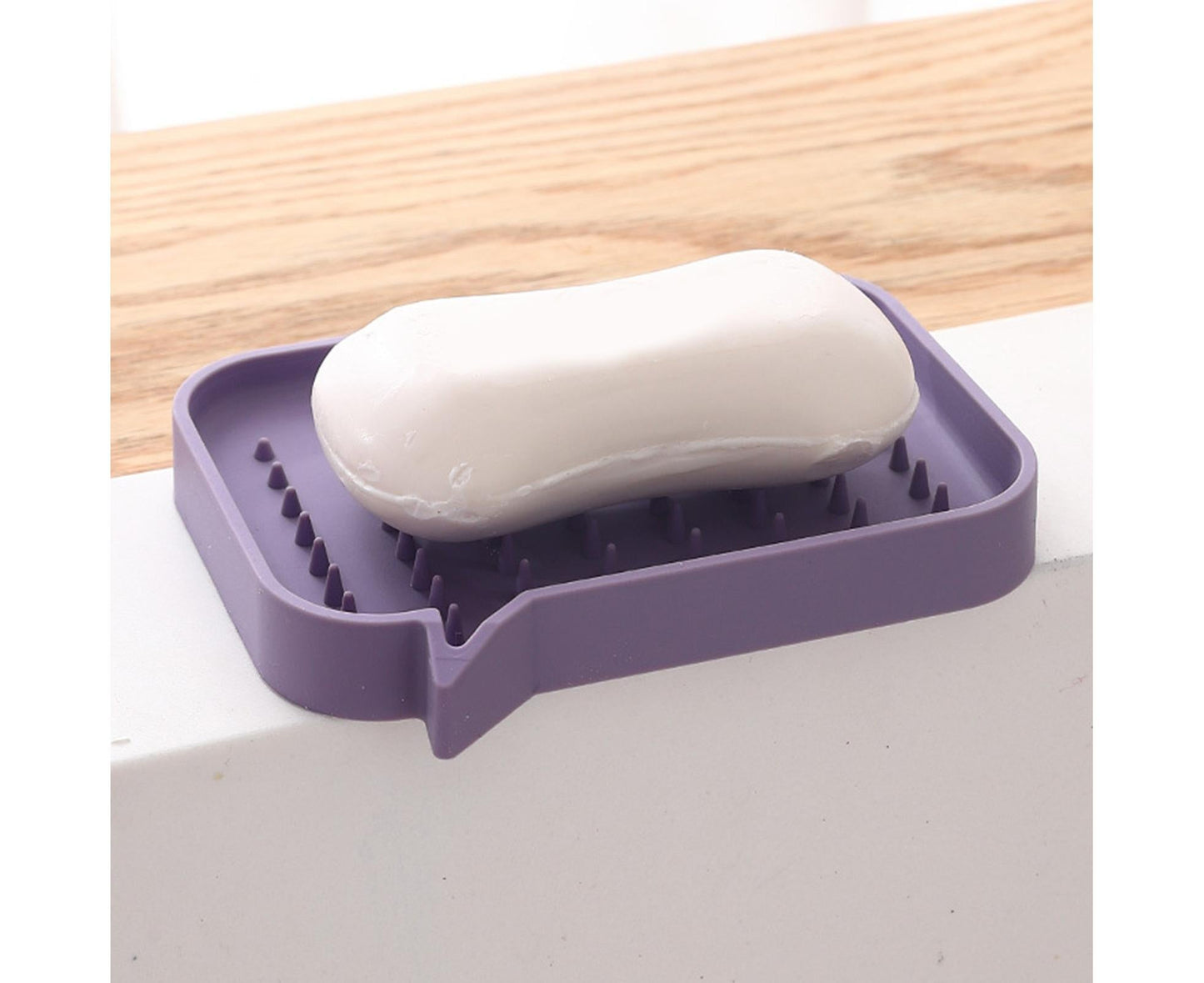 Soap Dish Rectangle Minimalist Silicone Tear-resistant Sponge Holder for Kitchen-Purple