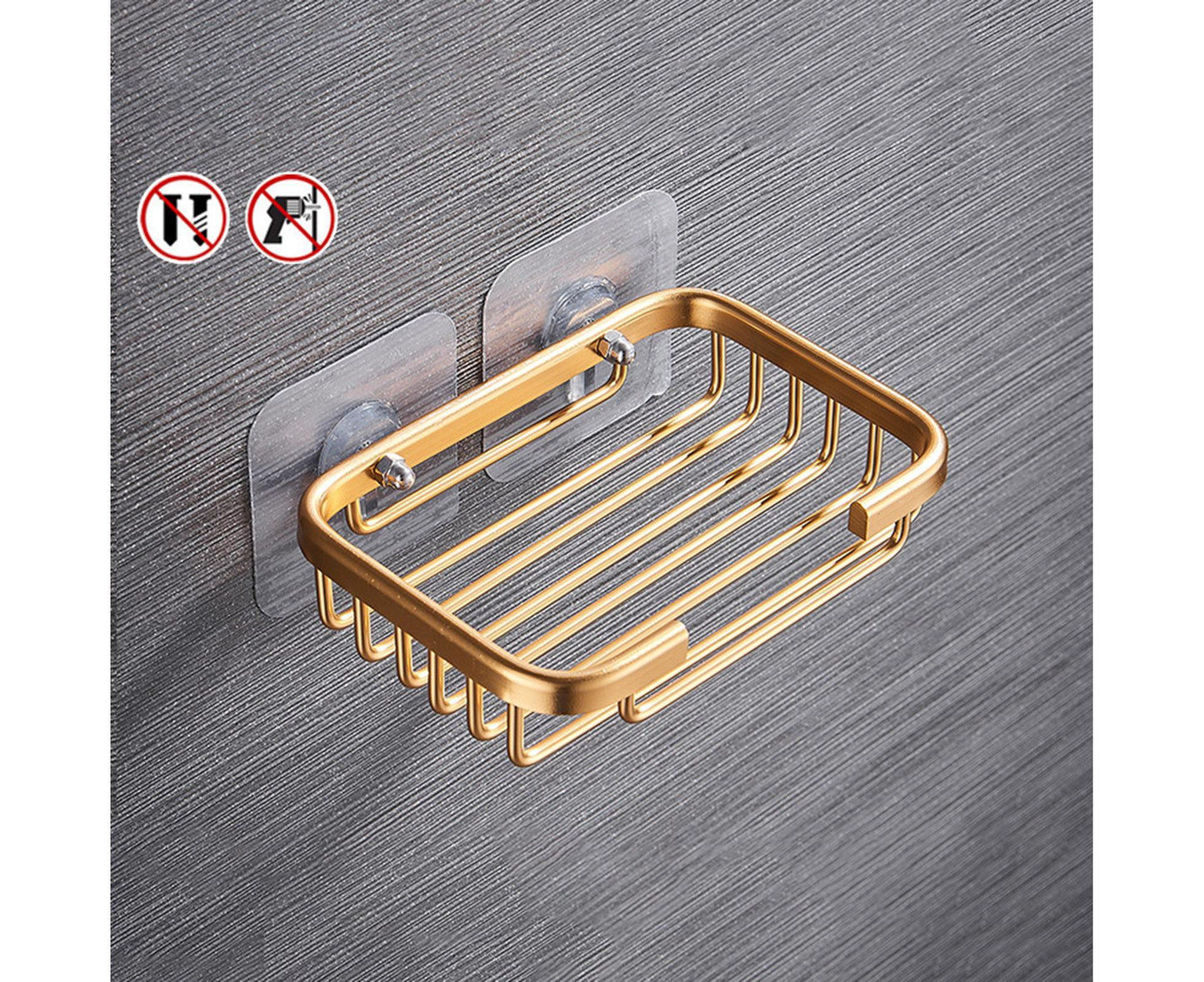 Soap Dish Self-draining Easy Installation Space Aluminum Simple Reused Soap Box for Shower - Golden