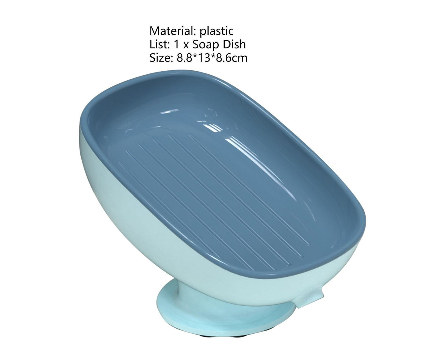 Soap Dish Self-Draining Keep Soap Dry Double Layer Design Super Suction Cup Soap Dish Bathroom Supplies -Blue
