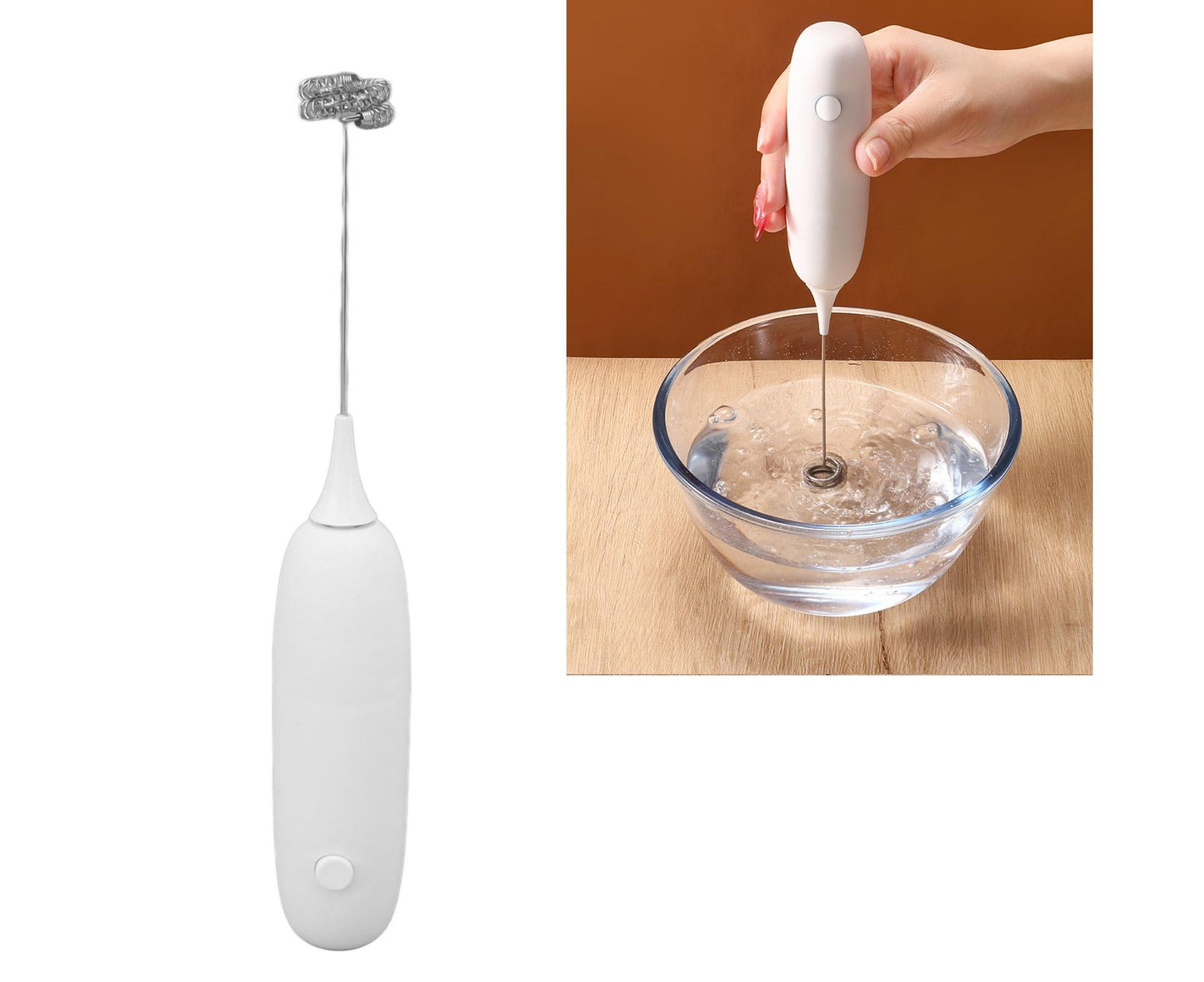 Battery Operated Handheld Milk Frother, Foam Maker, Egg Beater, Household Small Baking Tool for Coffee & Milkshakes, White