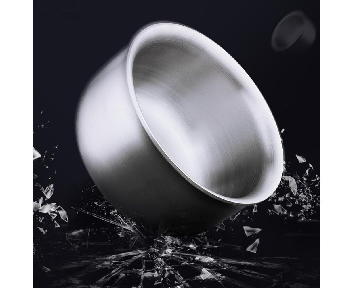 Stainless Steel Double Wall Insulated Round Rice Soup Bowl Kitchen Tableware-12.5cm