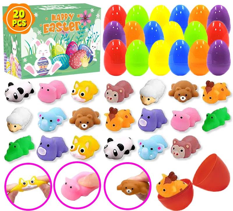 20pcs Prefilled Easter Eggs, Animal Toy Filled Easter Eggs, Easter Toy Holiday Basket Stuffers