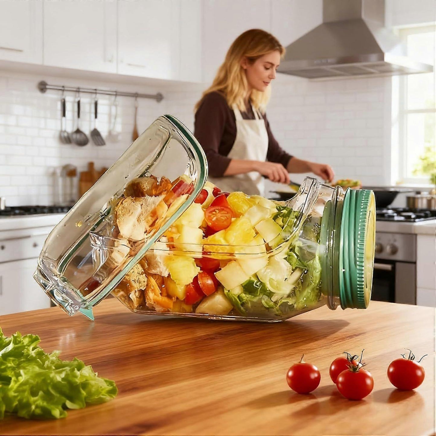1pc Salad Pod Mason Jar Side Open Portable Salad Container with Lid for Travel